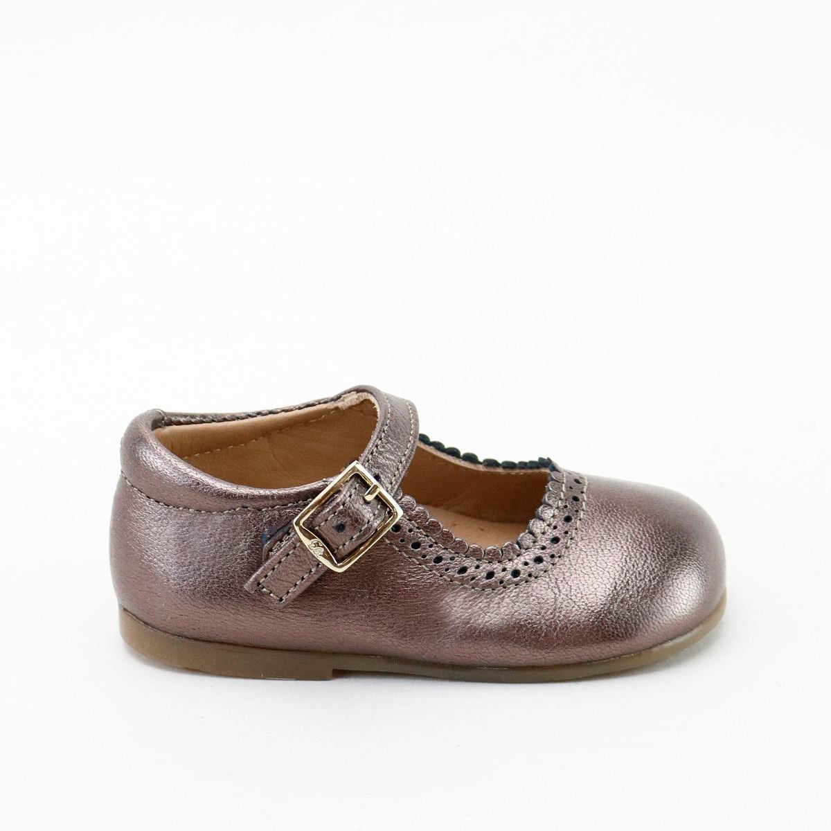 Papanatas Brown Metal Scalloped Baby Mary Jane-Tassel Children Shoes