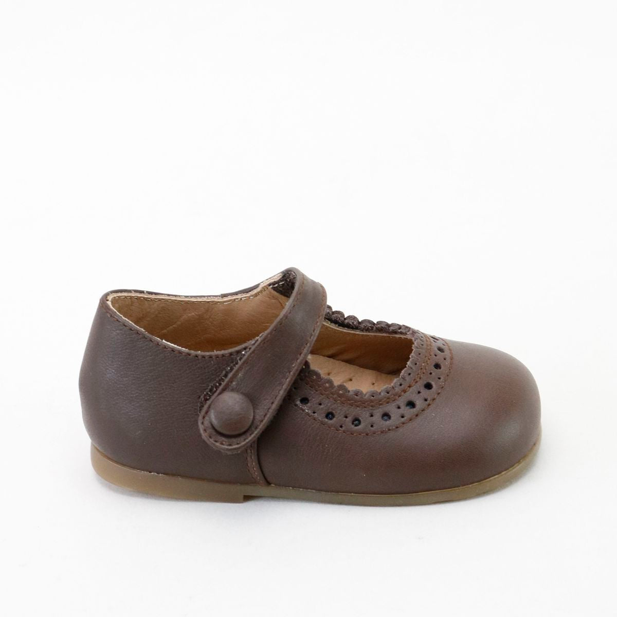 Papanatas Dark Mocha Scalloped Velcro Baby Shoe-Tassel Children Shoes