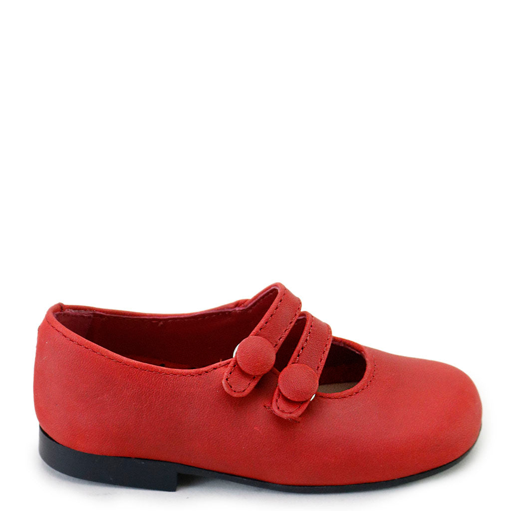Papanatas Red Double Strap Mary Jane-Tassel Children Shoes