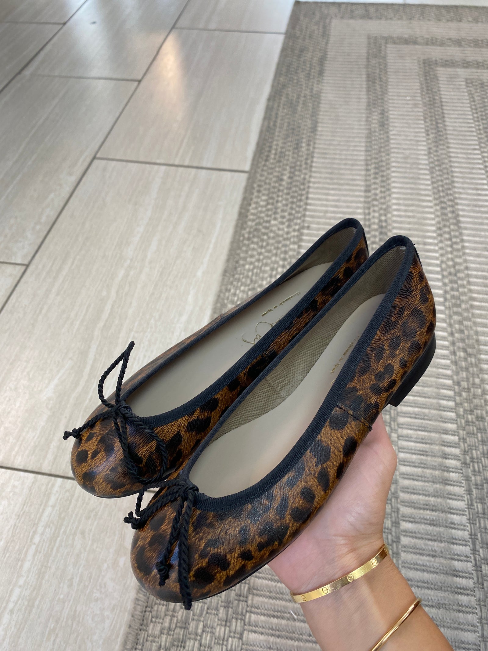 Papanatas Leopard Bow Ballet Flat-Tassel Children Shoes