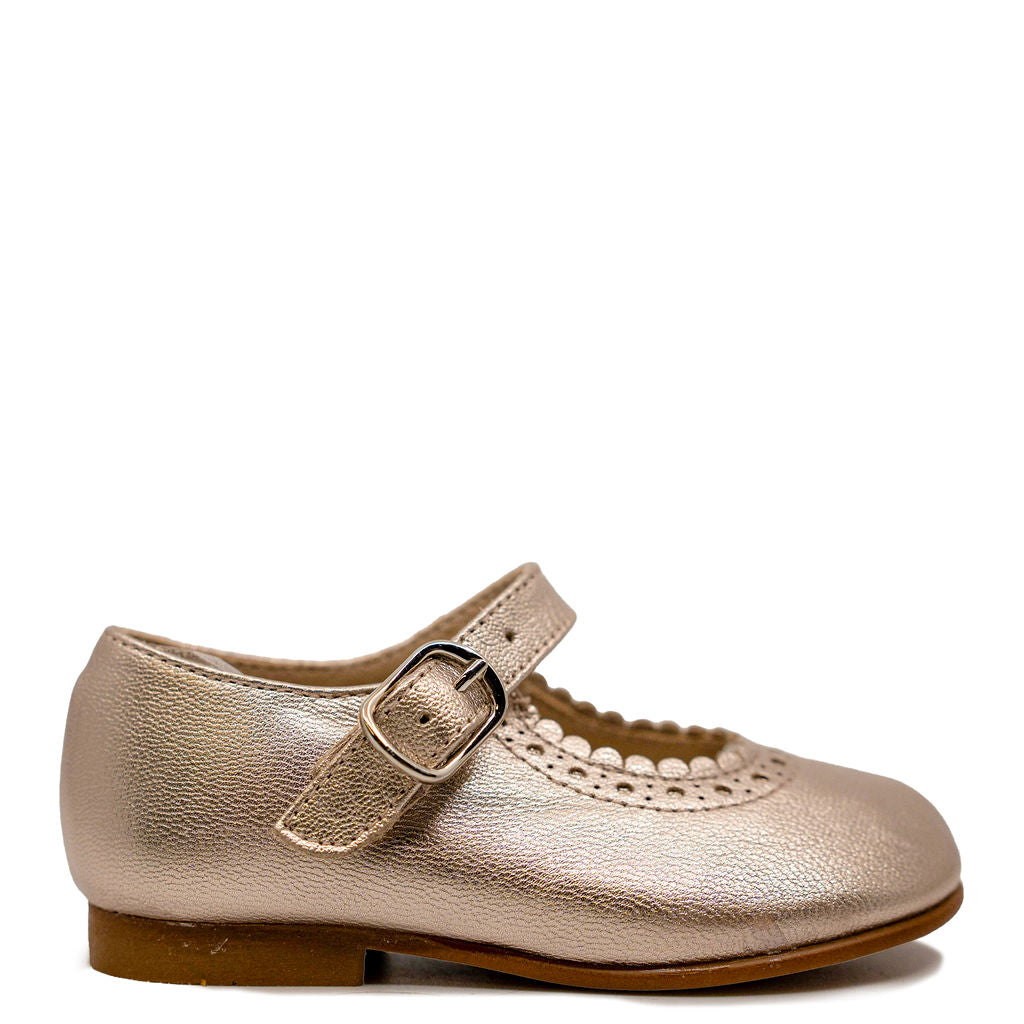 Beberlis Champagne Scalloped Baby Mary Jane-Tassel Children Shoes