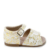 Papanatas Gold and White Floral Baby Sandal-Tassel Children Shoes