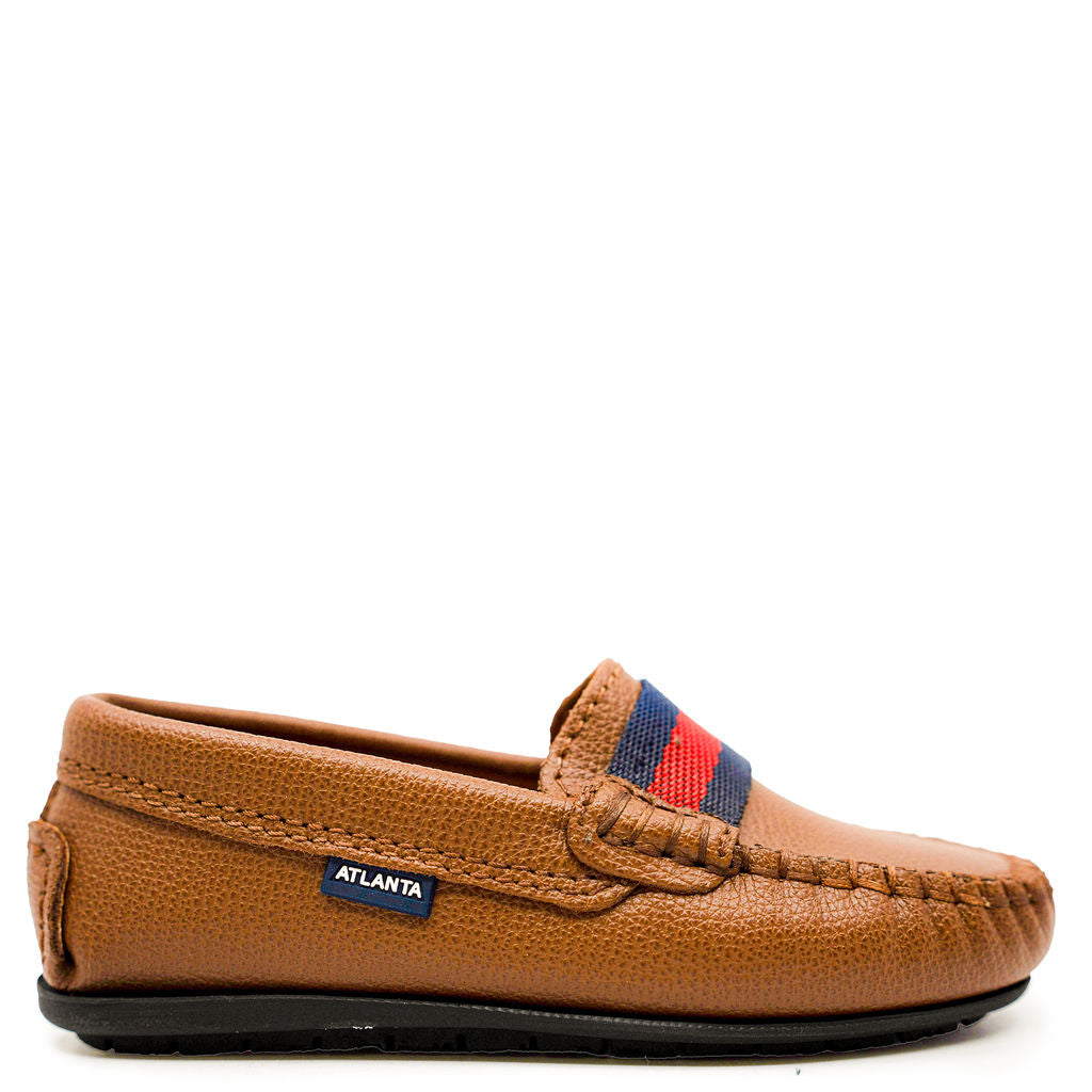 Atlanta Mocassin Brown Pebbled Ribbon Loafer-Tassel Children Shoes