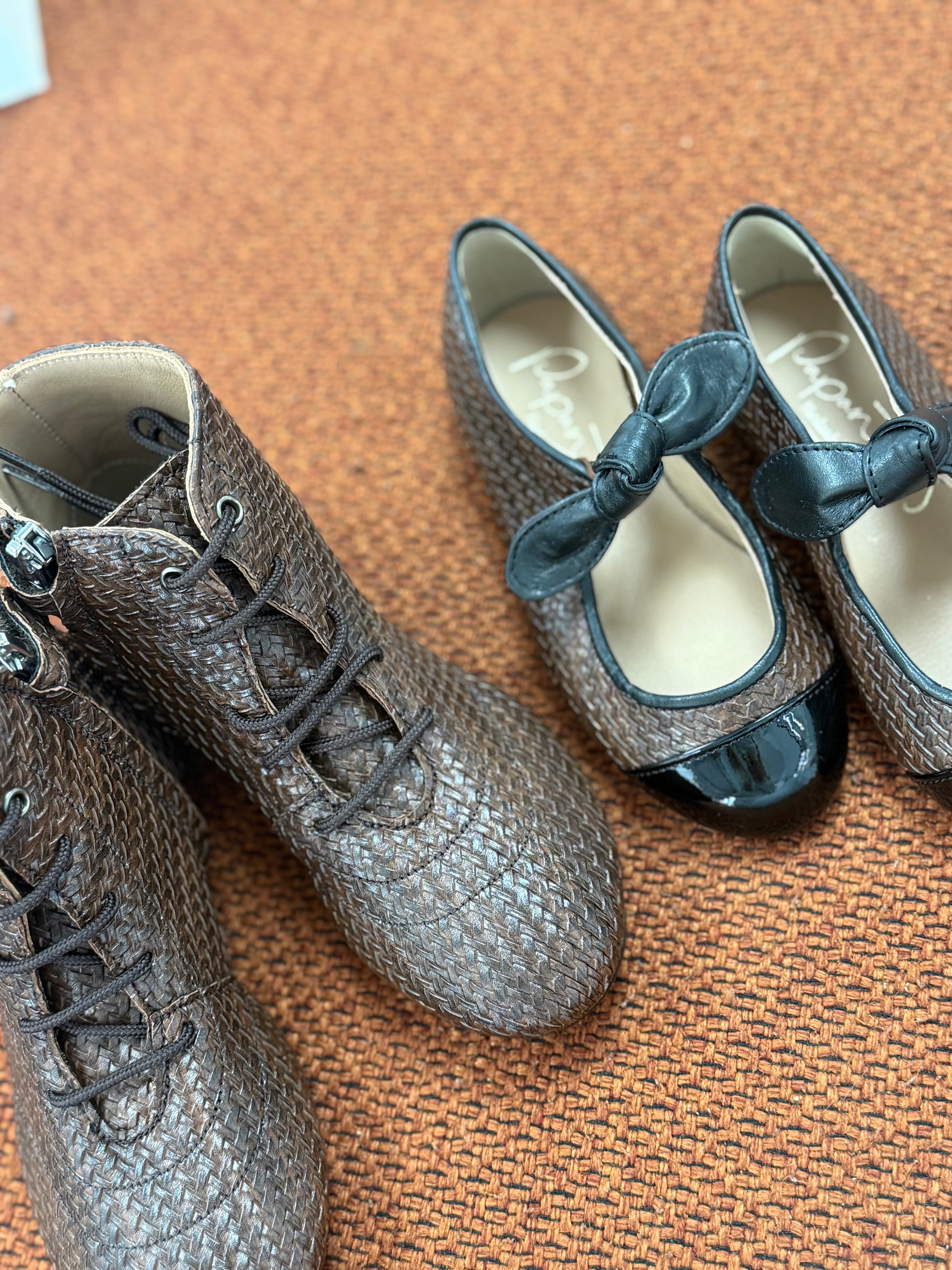 Papanatas Brown Weave Leather Dress Bootie-Tassel Children Shoes