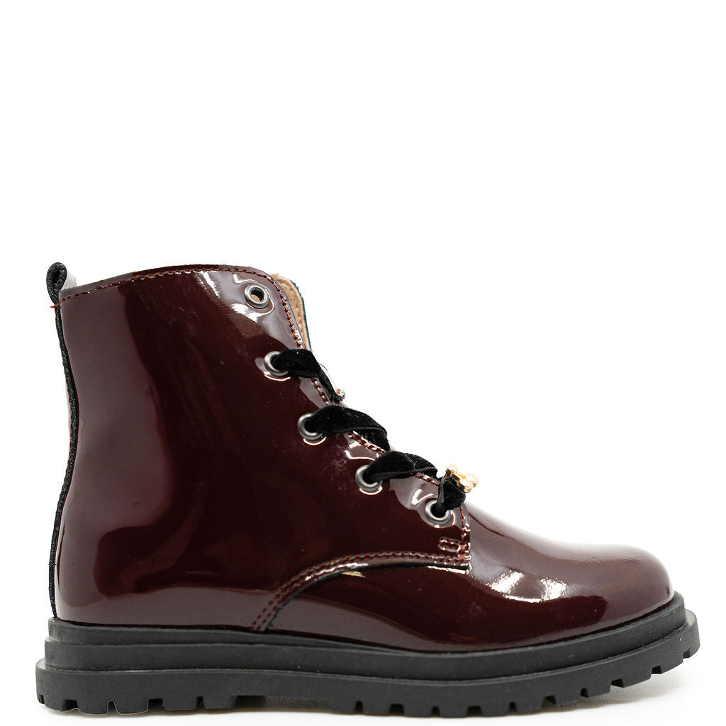 Porte Burgundy Patent Cherry Charm Boot-Tassel Children Shoes