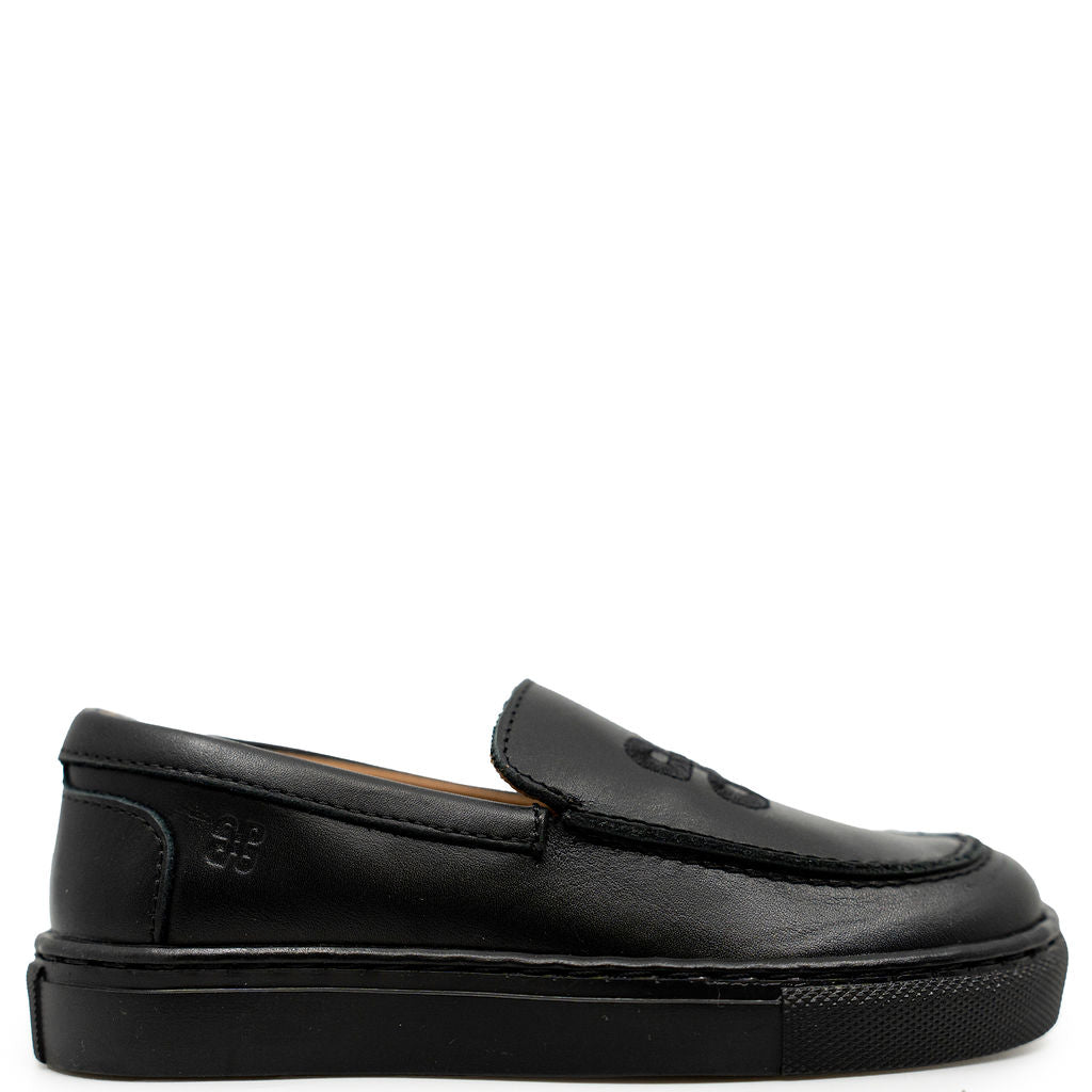 Porte Black Embroidered Sneaker Loafer-Tassel Children Shoes