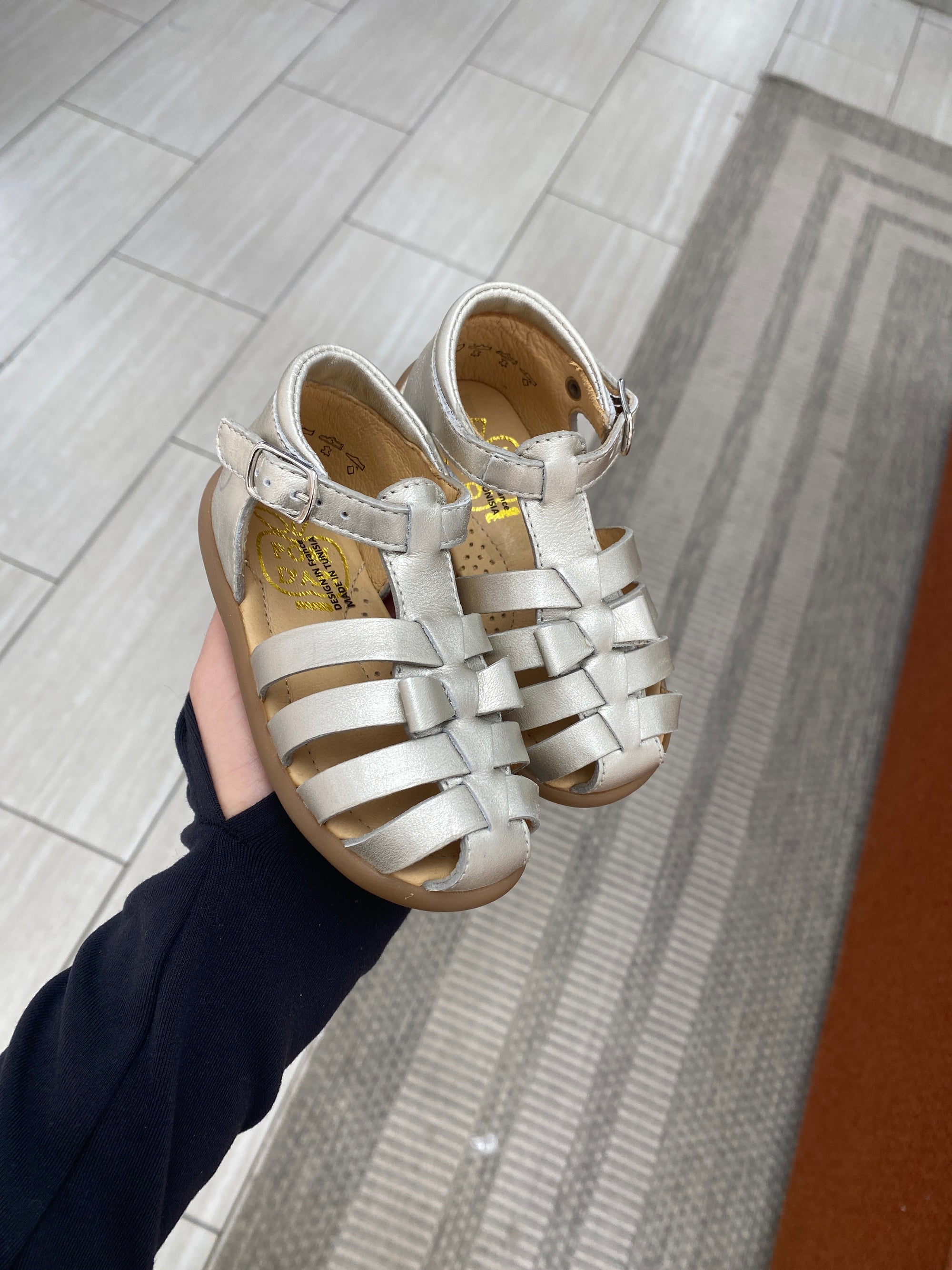 Pom D'Api Silver Bow Gladiator Baby Sandal-Tassel Children Shoes