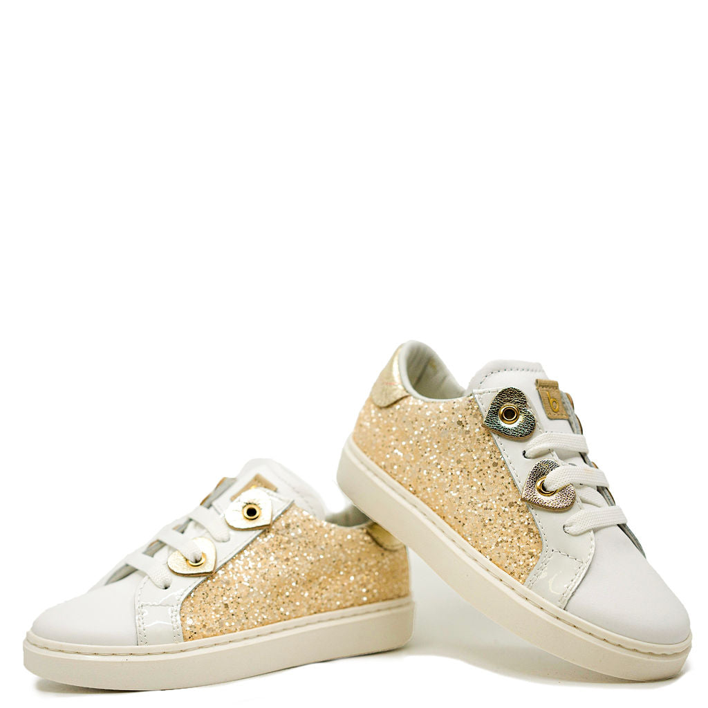 Beberlis Gold Glitter Heart Zipper Sneaker-Tassel Children Shoes