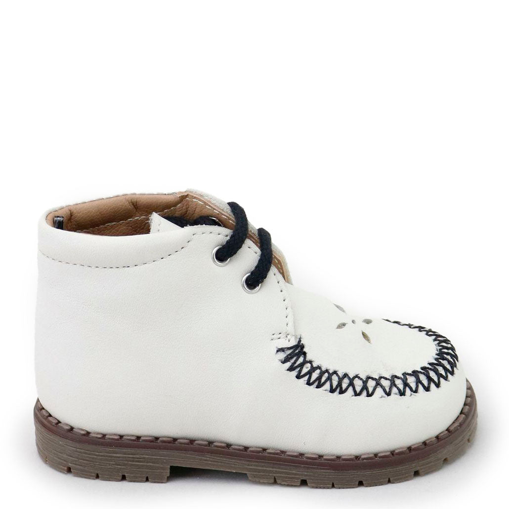 Papanatas White and Black Stitch Baby Bootie-Tassel Children Shoes