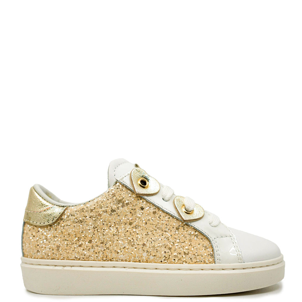 Beberlis Gold Glitter Heart Zipper Sneaker-Tassel Children Shoes