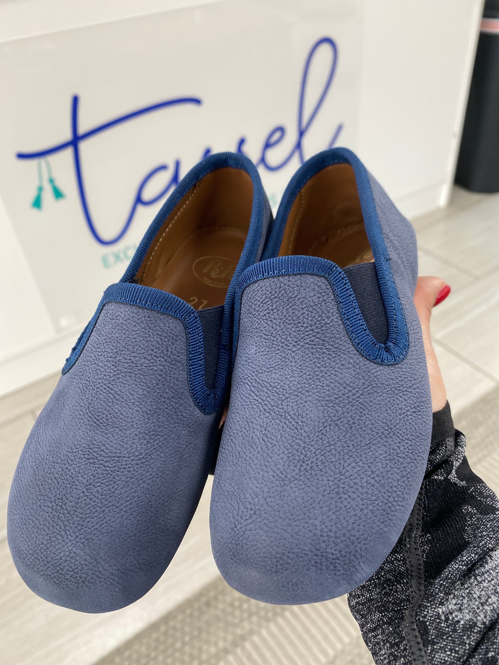 Pepe Blue Nubuk Slipper Loafer-Tassel Children Shoes