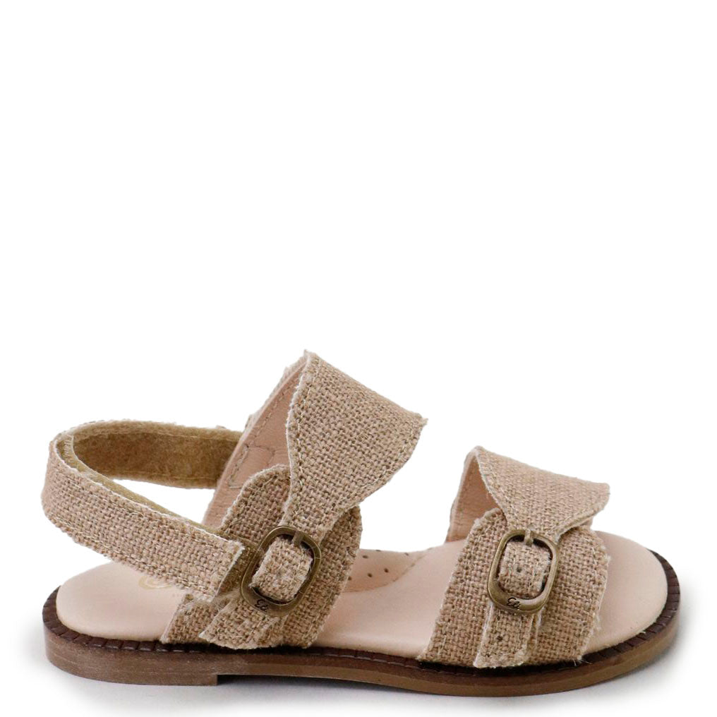 Papanatas Camel Linen Sandal-Tassel Children Shoes