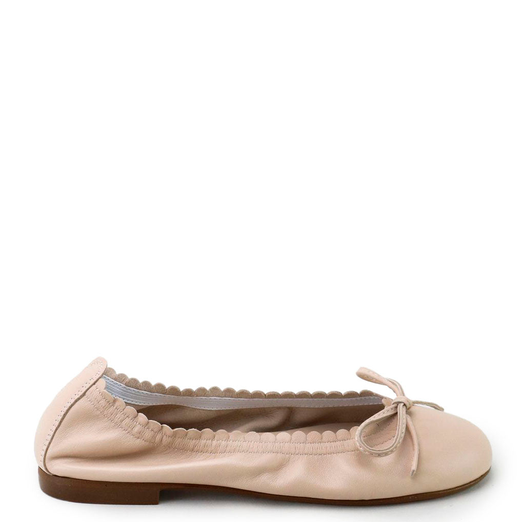 Papanatas Nude Elastic Bow Flat-Tassel Children Shoes