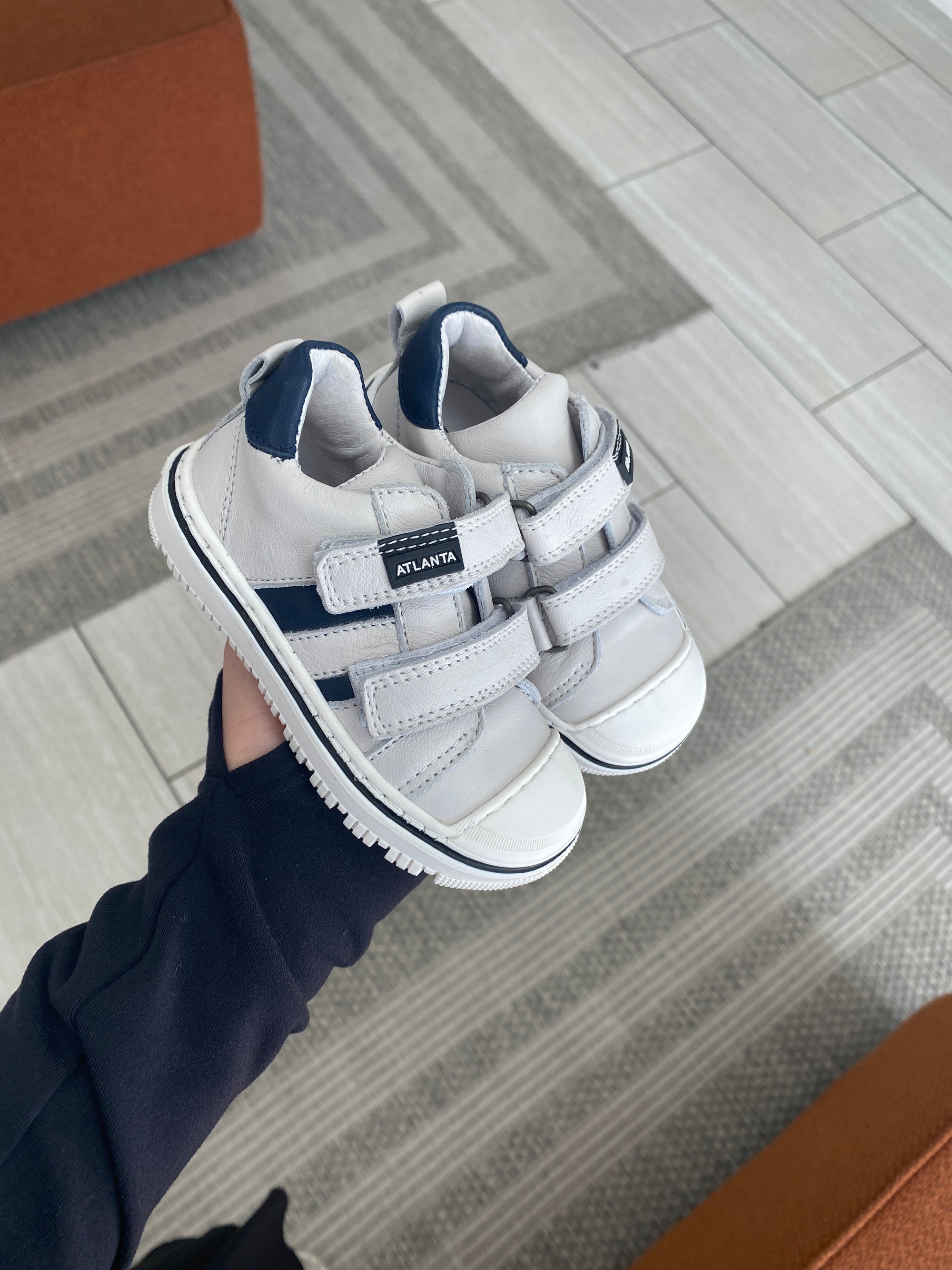 Atlanta Mocassin Soft White Velcro Baby Sneaker-Tassel Children Shoes