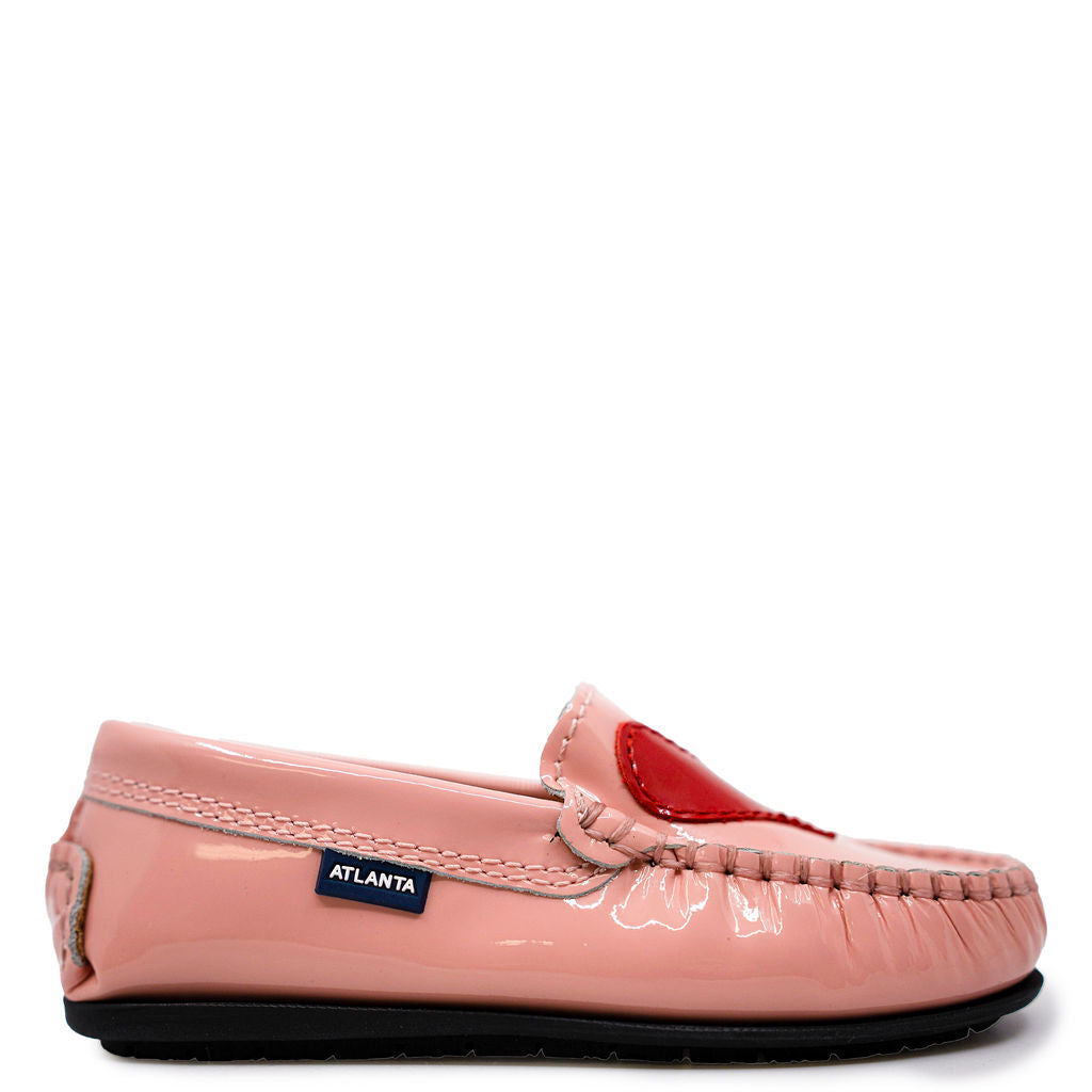 Atlanta Mocassin Salmon Patent Heart Loafer-Tassel Children Shoes