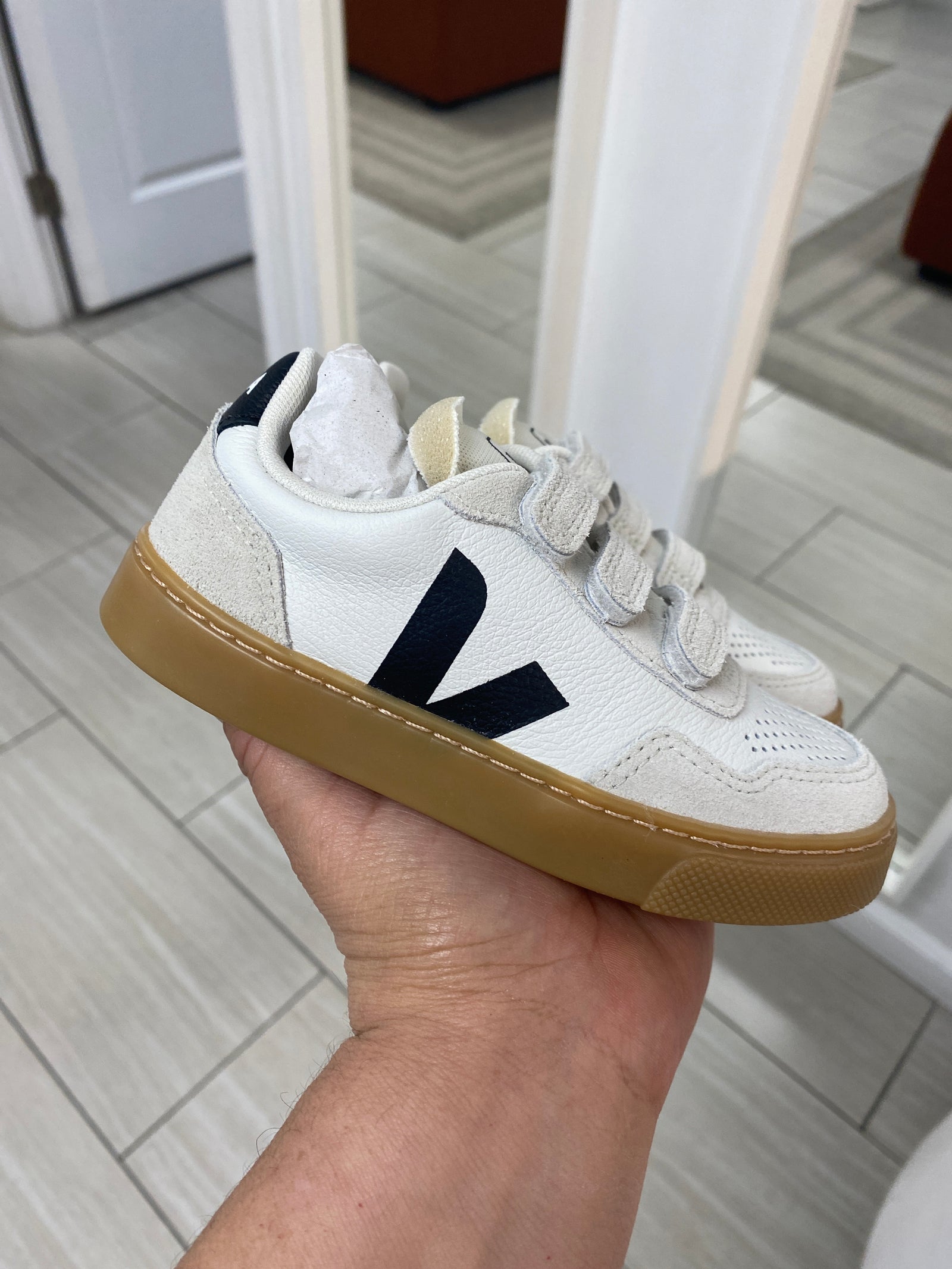 Veja White Black Velcro Sneaker-Tassel Children Shoes