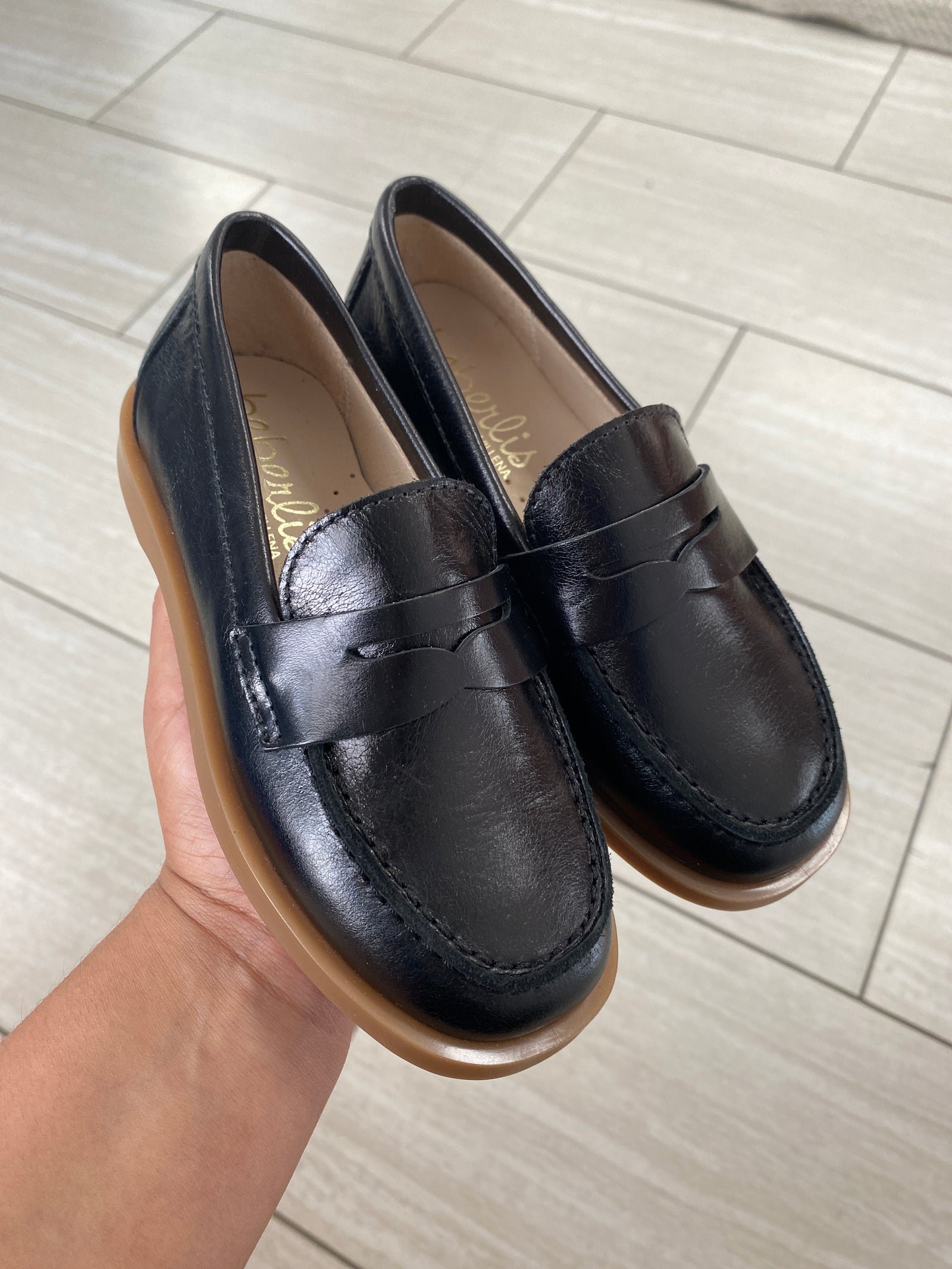 Beberlis Light Black Penny Loafer-Tassel Children Shoes