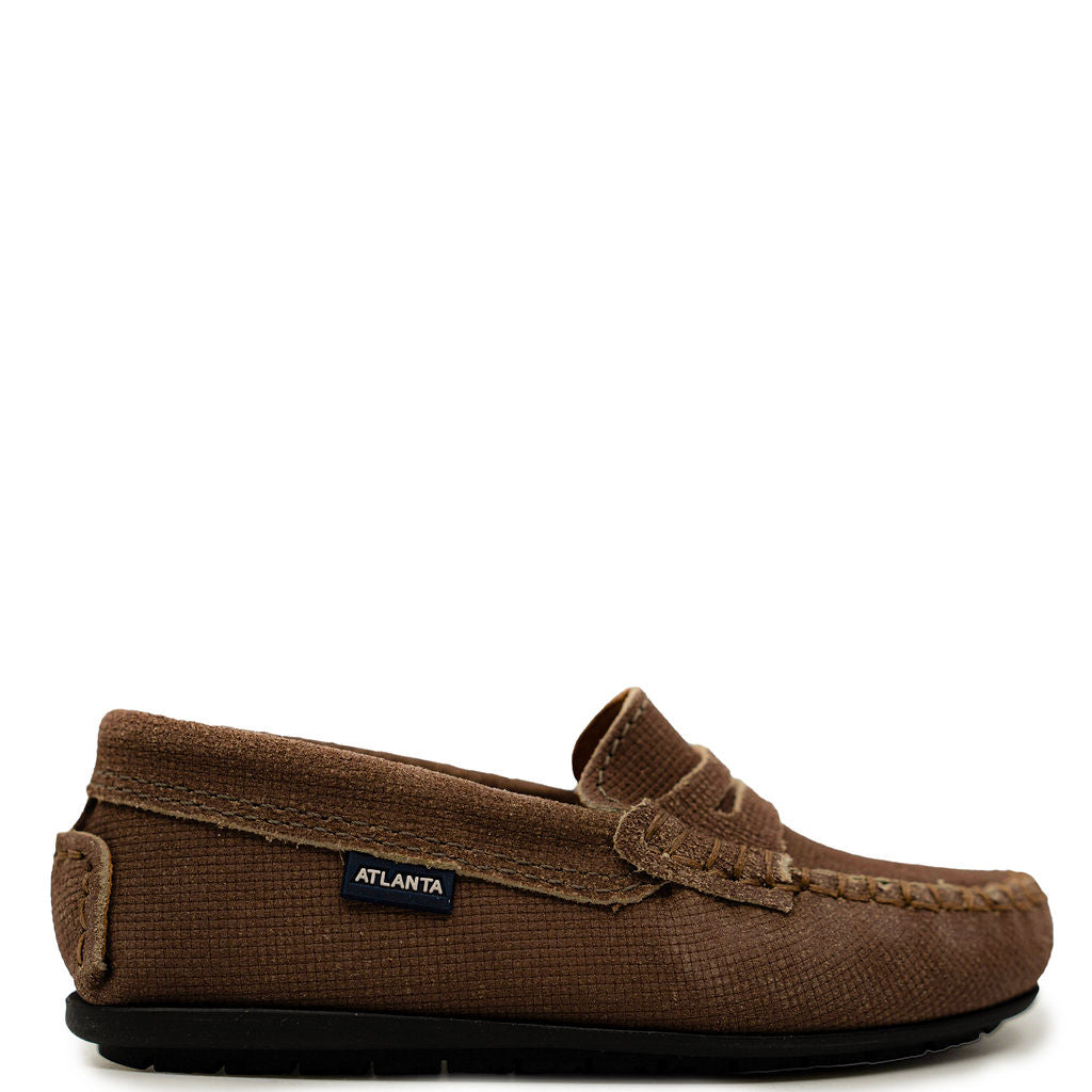 Atlanta Mocassin Chocolate Textured Penny Loafer-Tassel Children Shoes