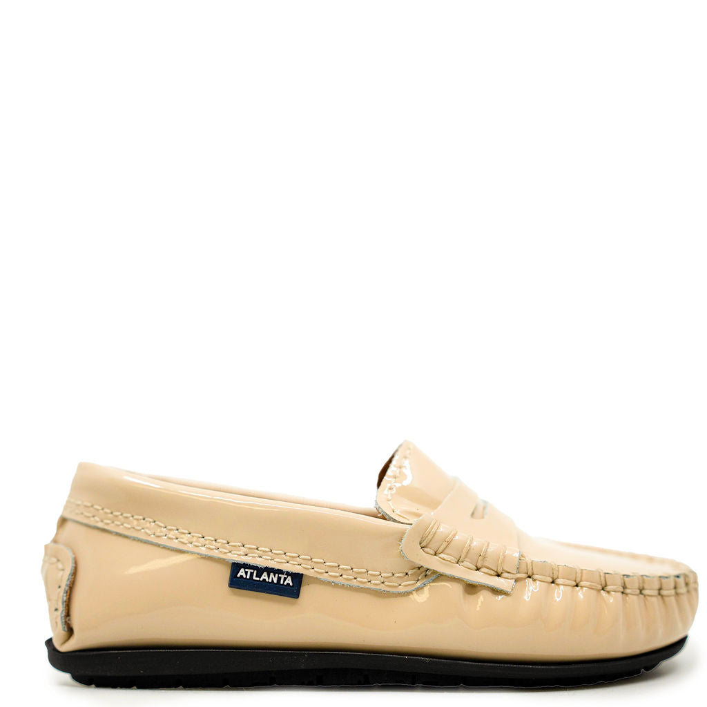 Atlanta Mocassin Beige Patent Penny Loafer-Tassel Children Shoes