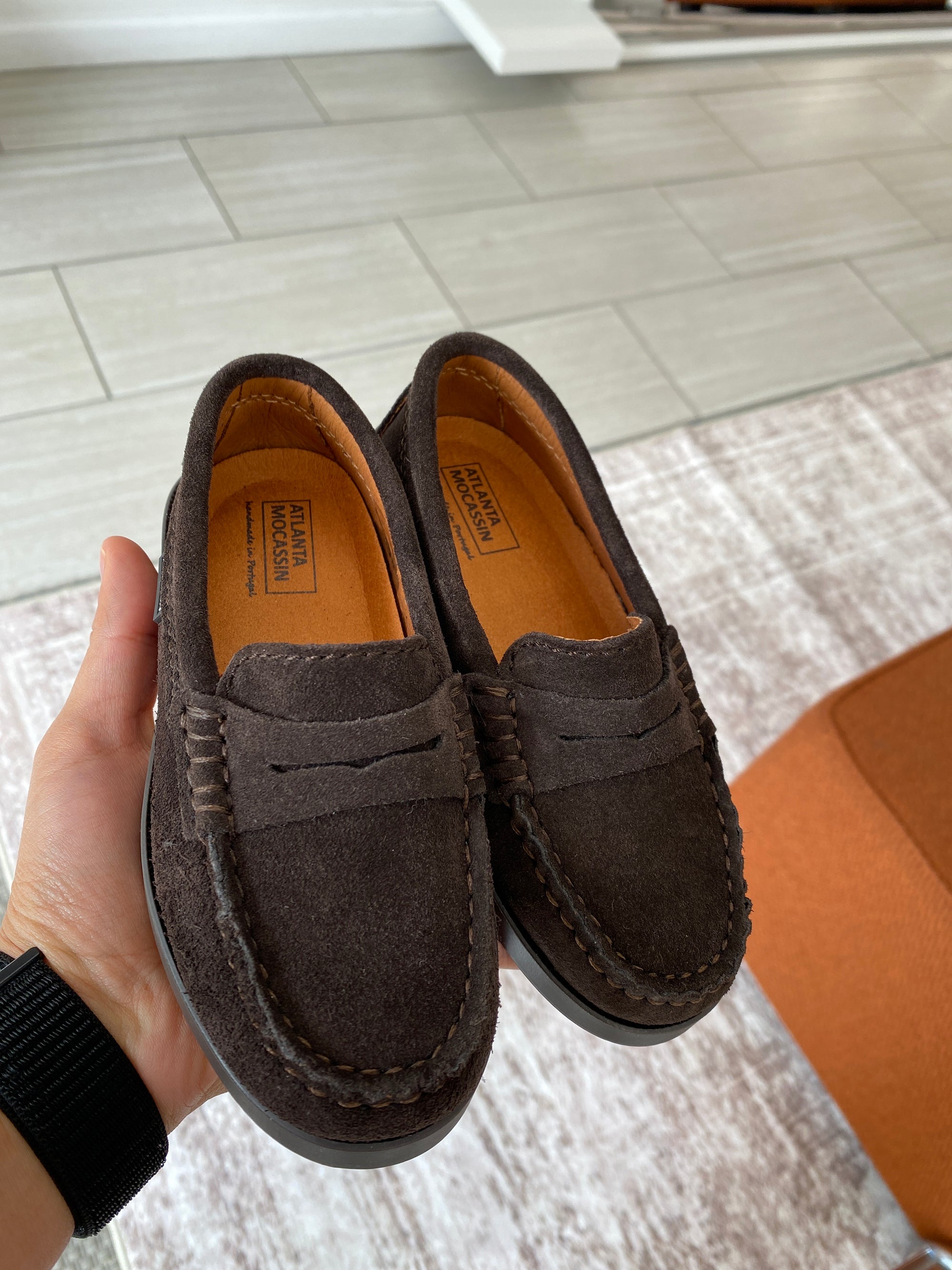 Atlanta Mocassin Dark Brown Suede Penny Loafer-Tassel Children Shoes