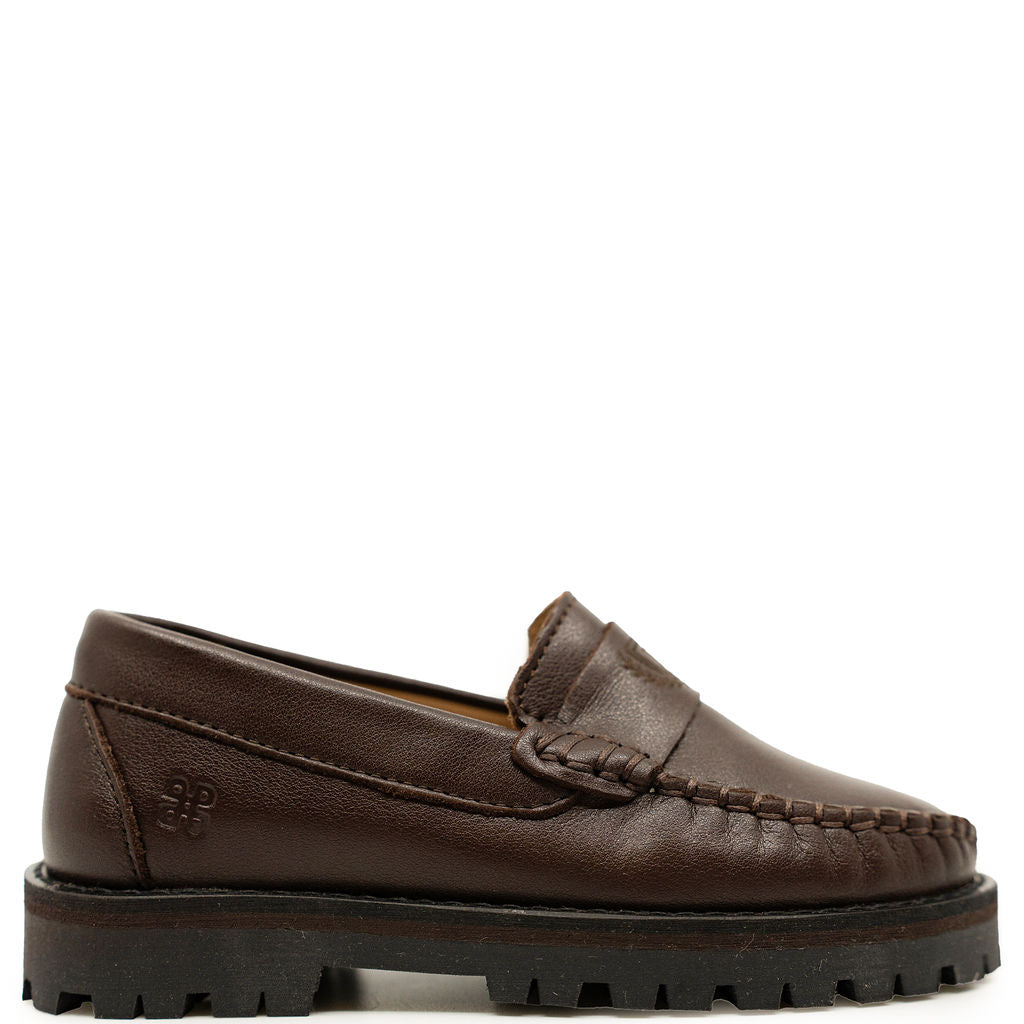 Porte Brown Emblem Chunky Penny Loafer-Tassel Children Shoes