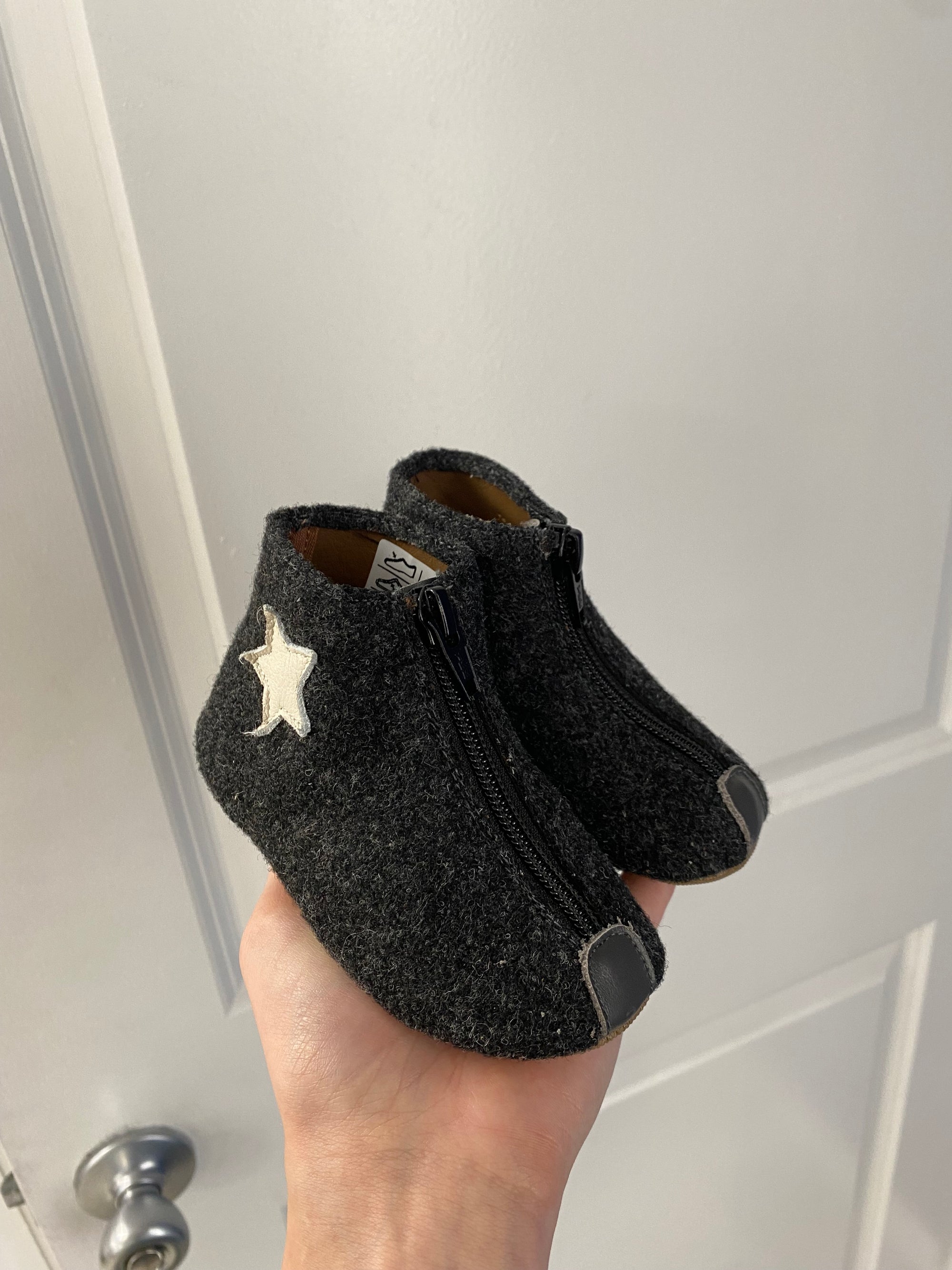 Pepe Gray Flannel Star Zipper Bootie-Tassel Children Shoes