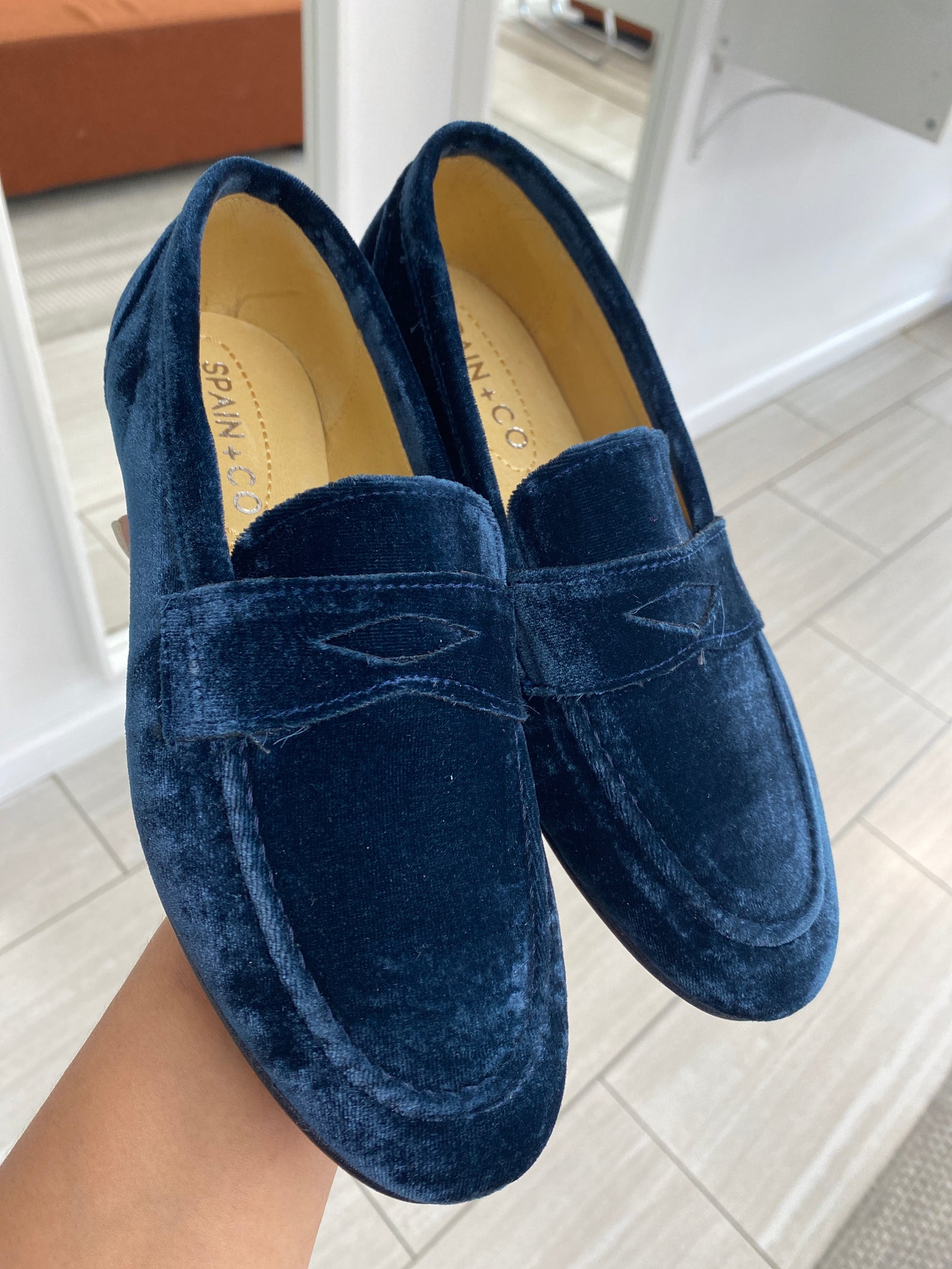 Spain+Co Blue Velvet Penny Loafer-Tassel Children Shoes