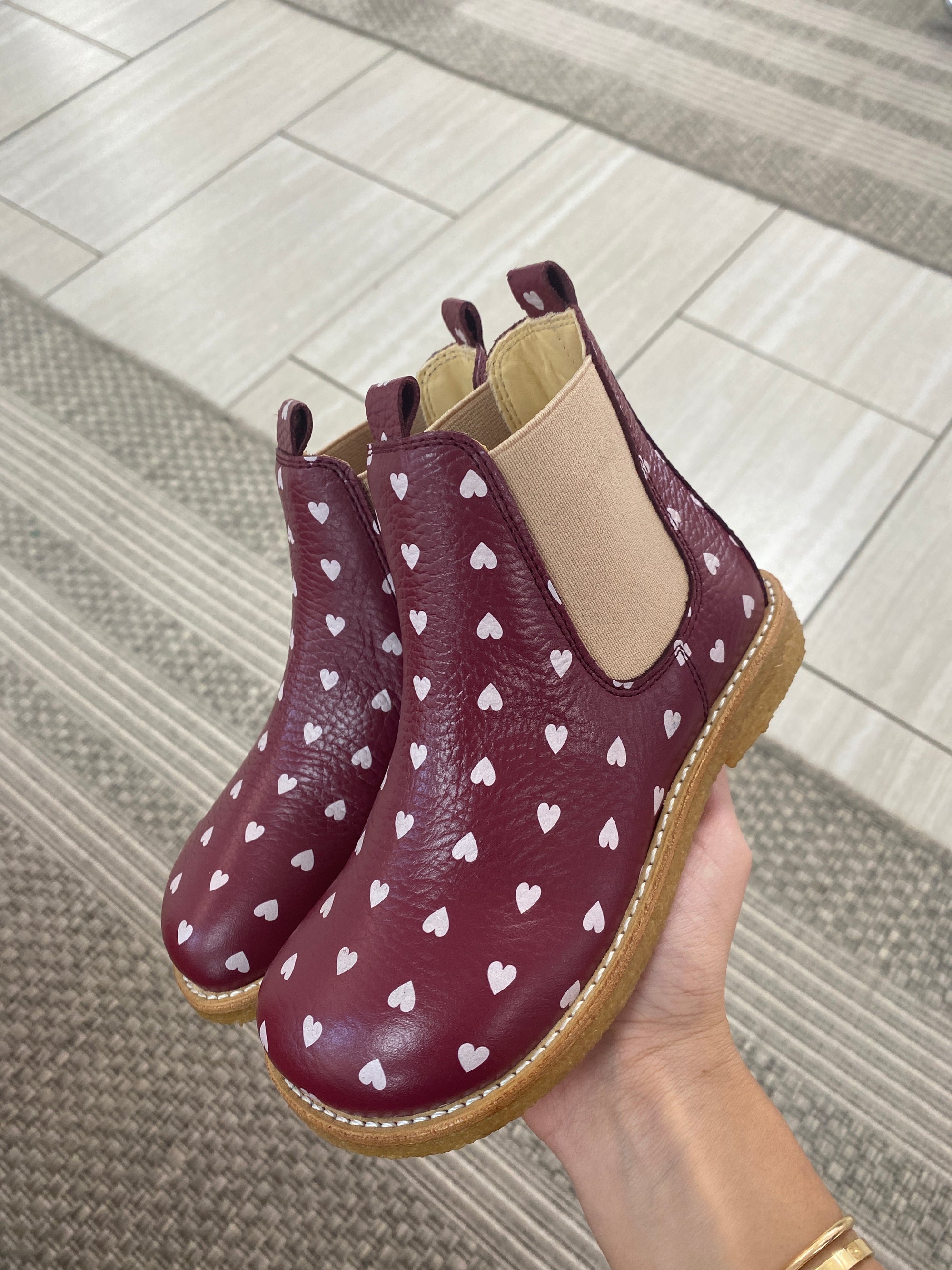 Angulus Berry Heart Elastic Boot-Tassel Children Shoes