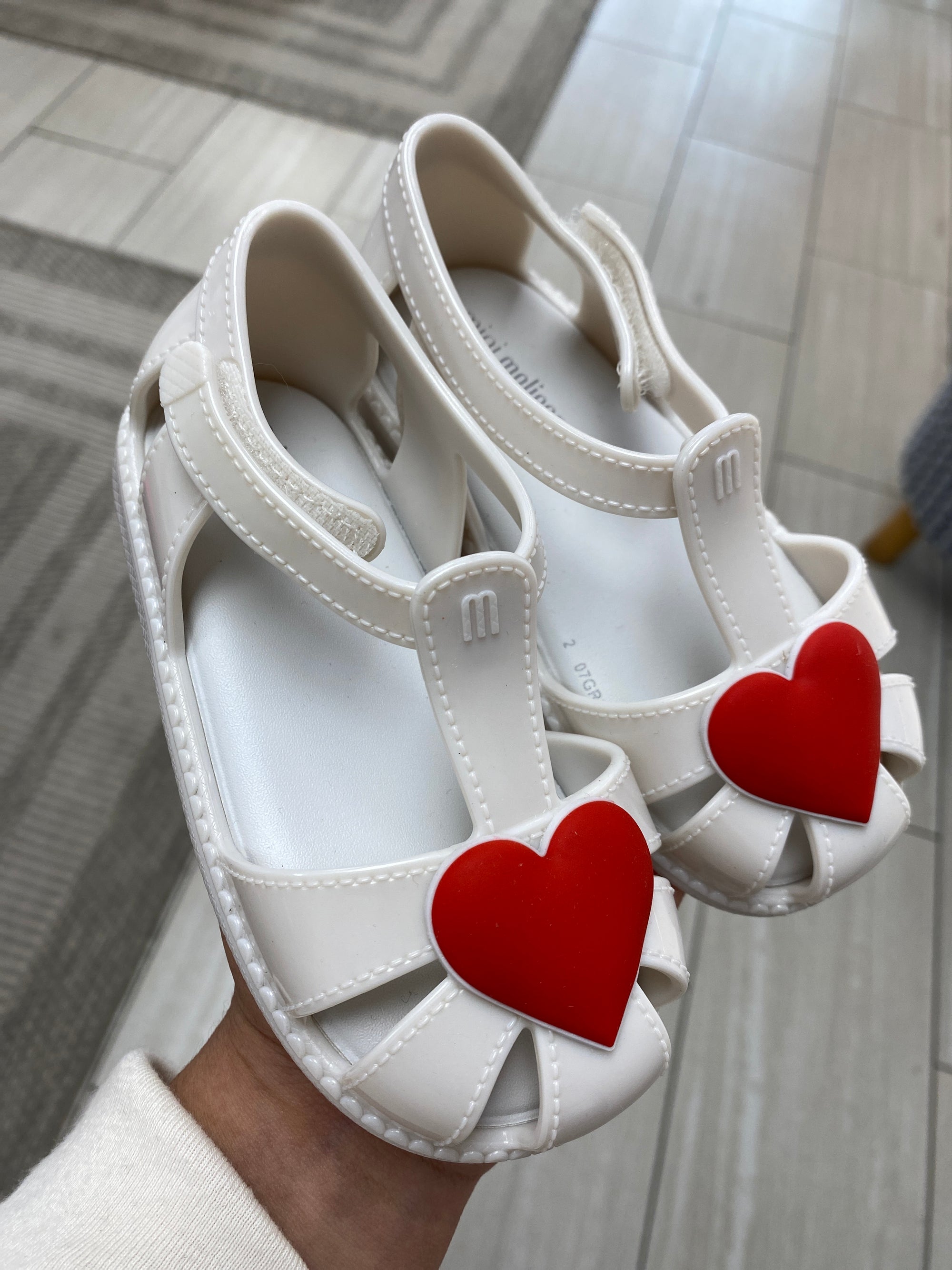 Mini Melissa White Heart Gladiator Sandal-Tassel Children Shoes