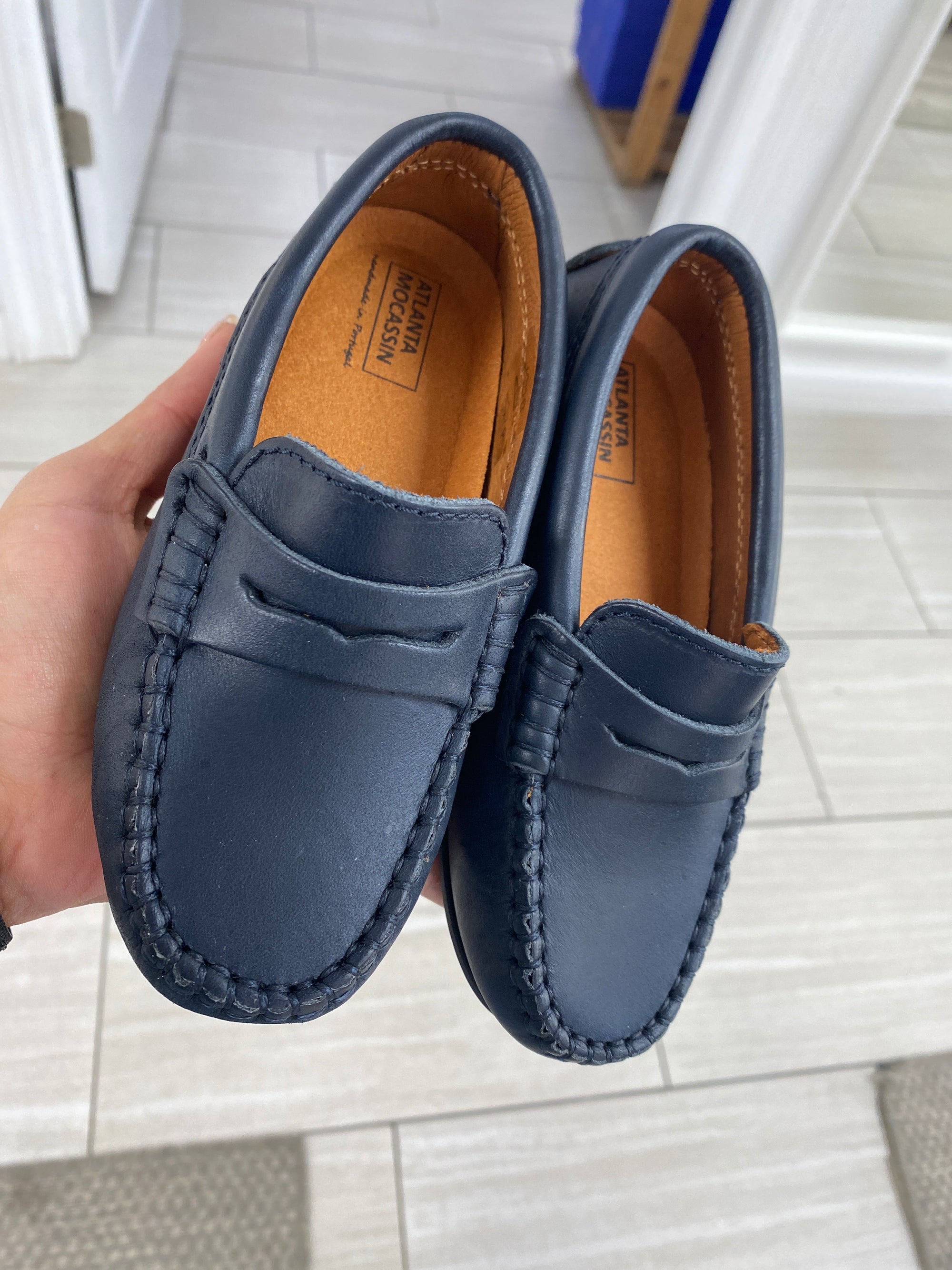 Atlanta Mocassin Blue Dark Penny Loafer-Tassel Children Shoes