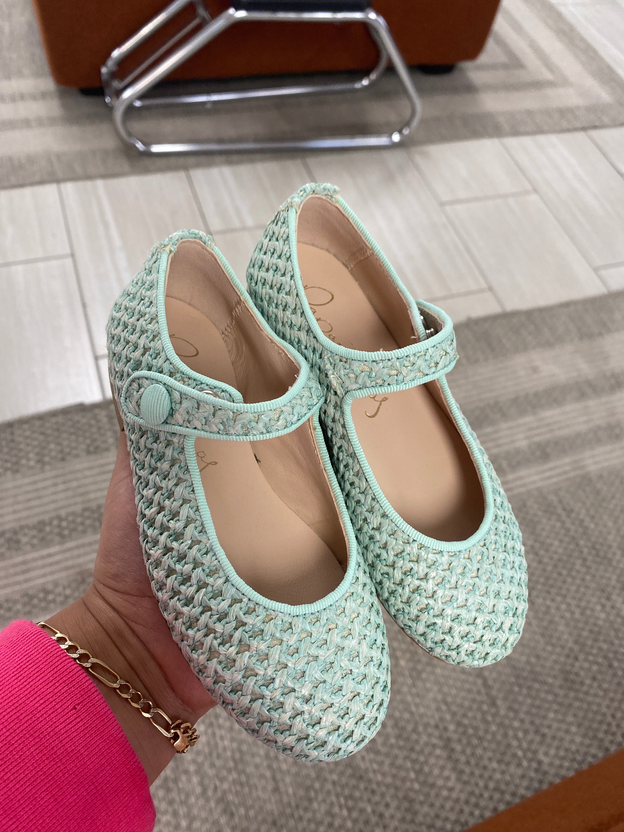 Papanatas Mint Basket Mary Jane-Tassel Children Shoes