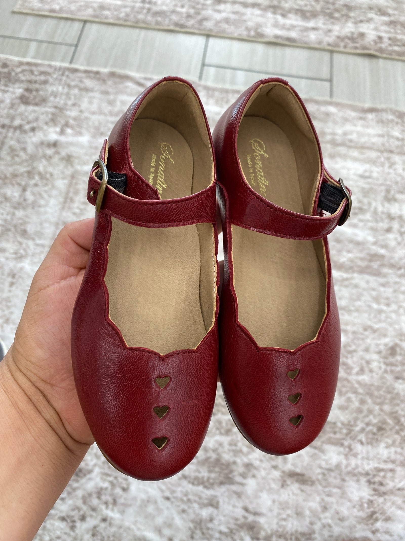 Sonatina Burgundy Vintage Heart Mary Jane-Tassel Children Shoes
