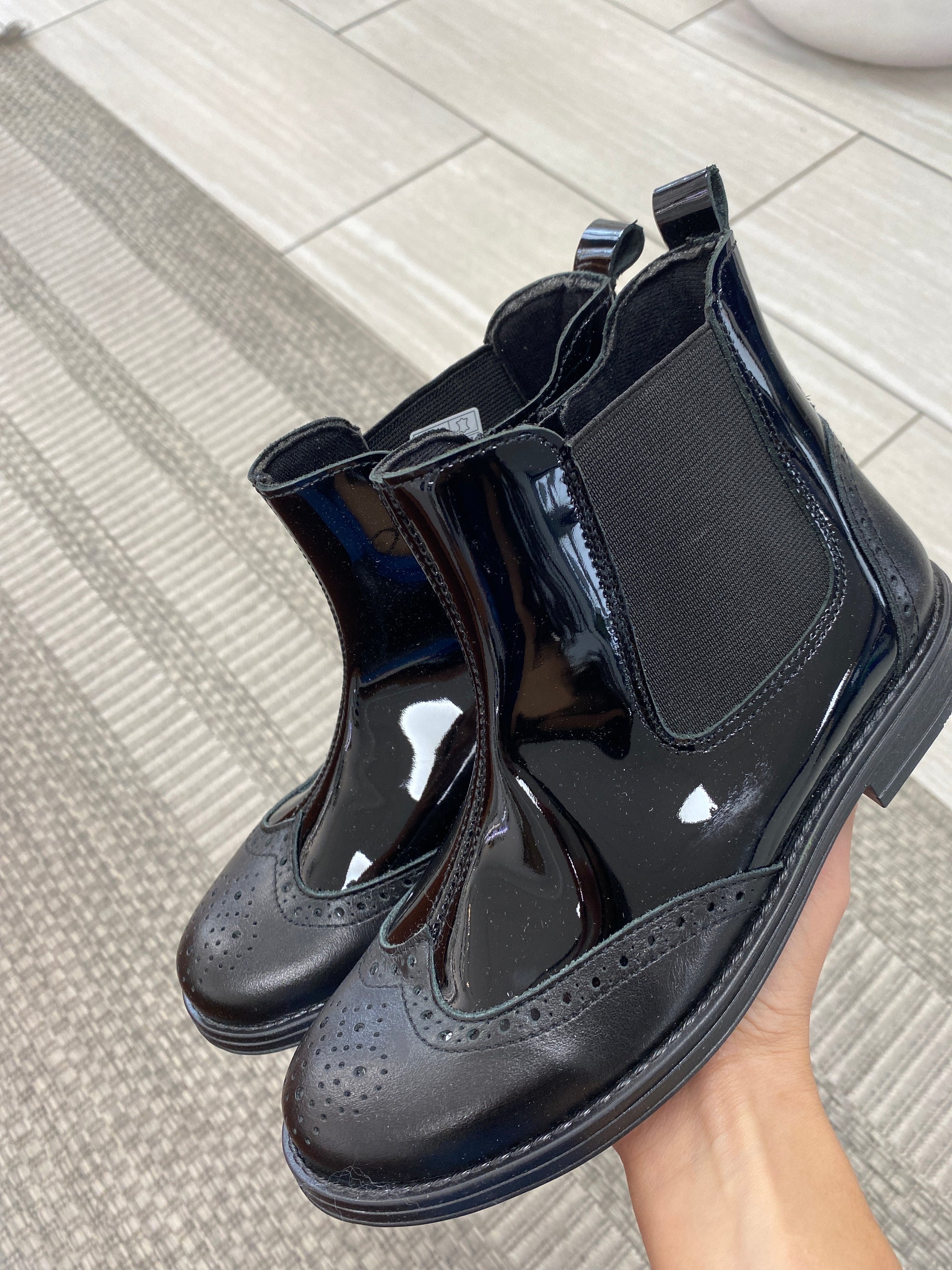 LMDI Black Wingtip Boot-Tassel Children Shoes