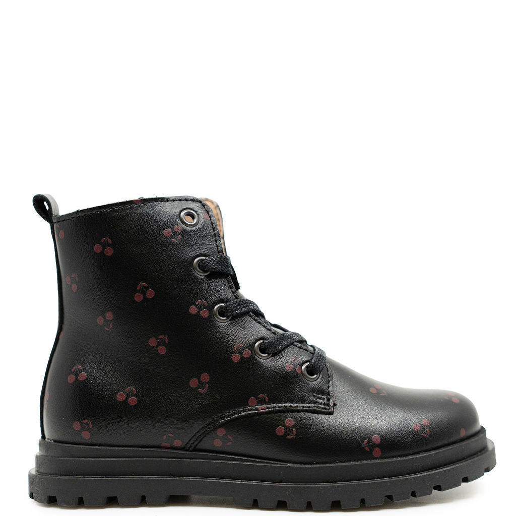 Porte Black Cherry Print Boot-Tassel Children Shoes