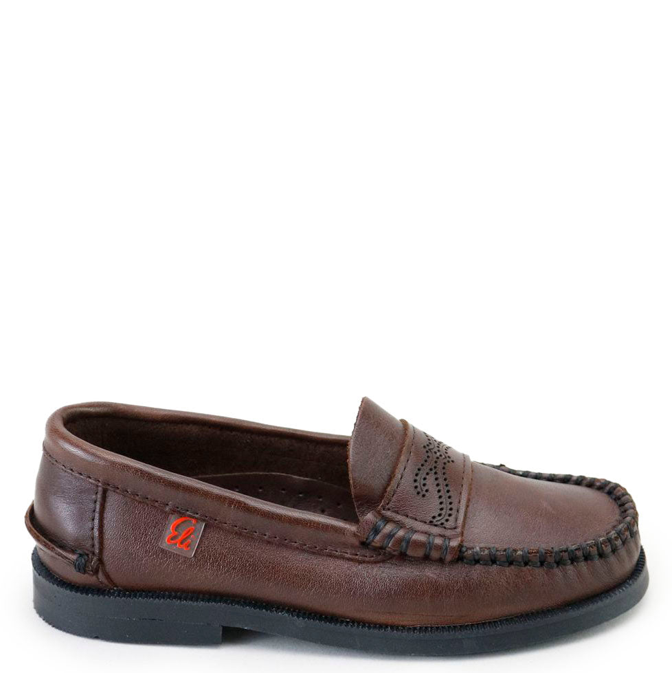 Papanatas Luggage Brown Stamp Penny Loafer-Tassel Children Shoes