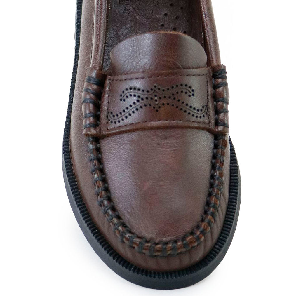 Papanatas Luggage Brown Stamp Penny Loafer-Tassel Children Shoes