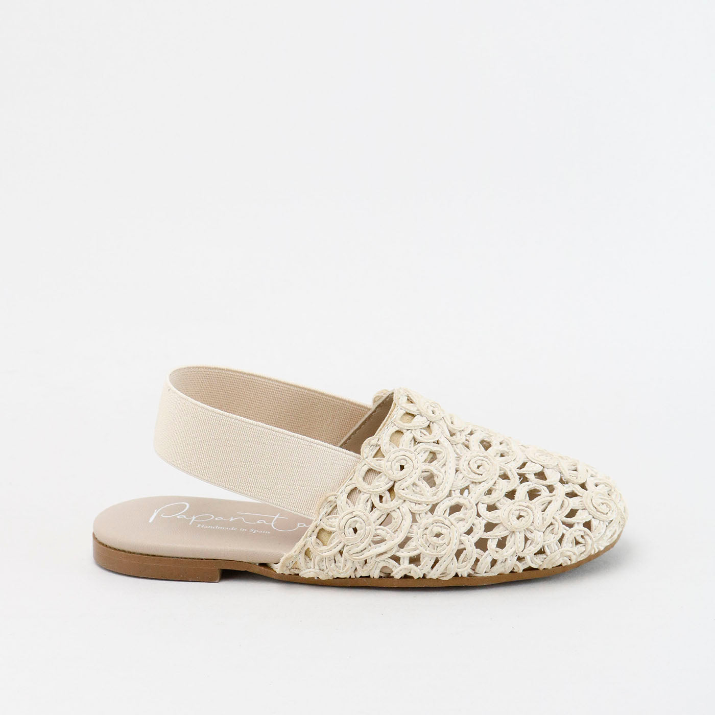 Papanatas Nude Floral Open Weave Mule-Tassel Children Shoes