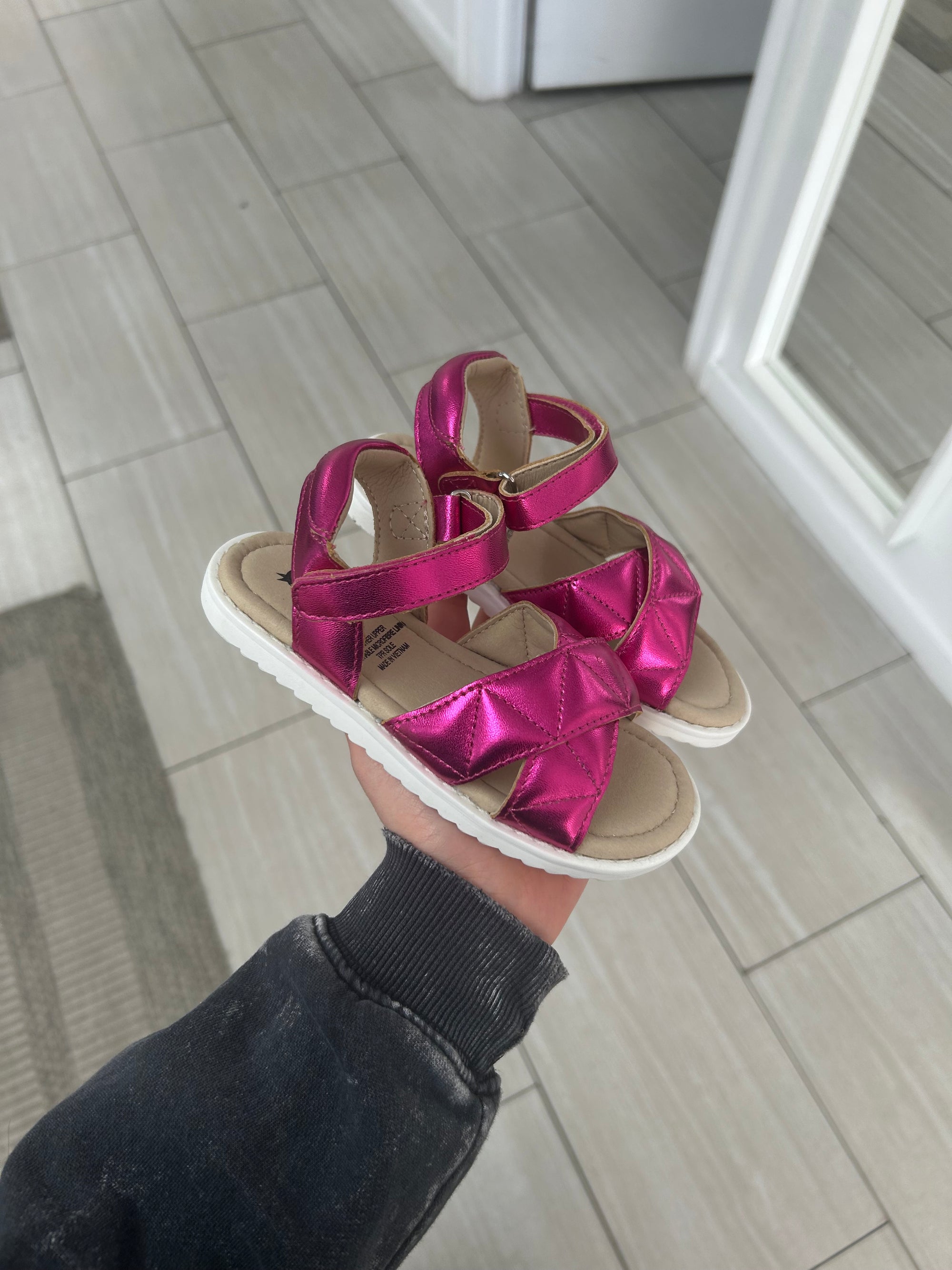Old Soles Fuchsia Criss Cross Sandal-Tassel Children Shoes