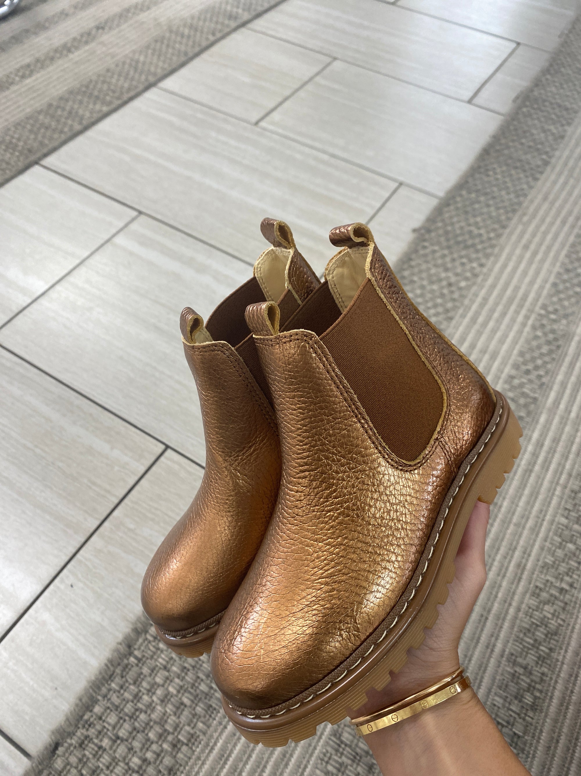 Angulus Bronze Leather Bootie-Tassel Children Shoes