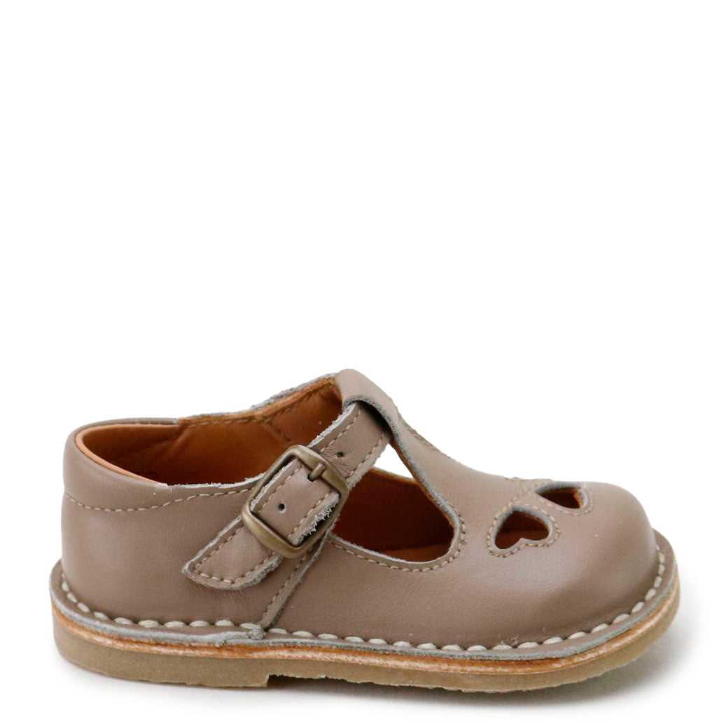 Papanatas Hazelnut Heart Cutout T Strap-Tassel Children Shoes