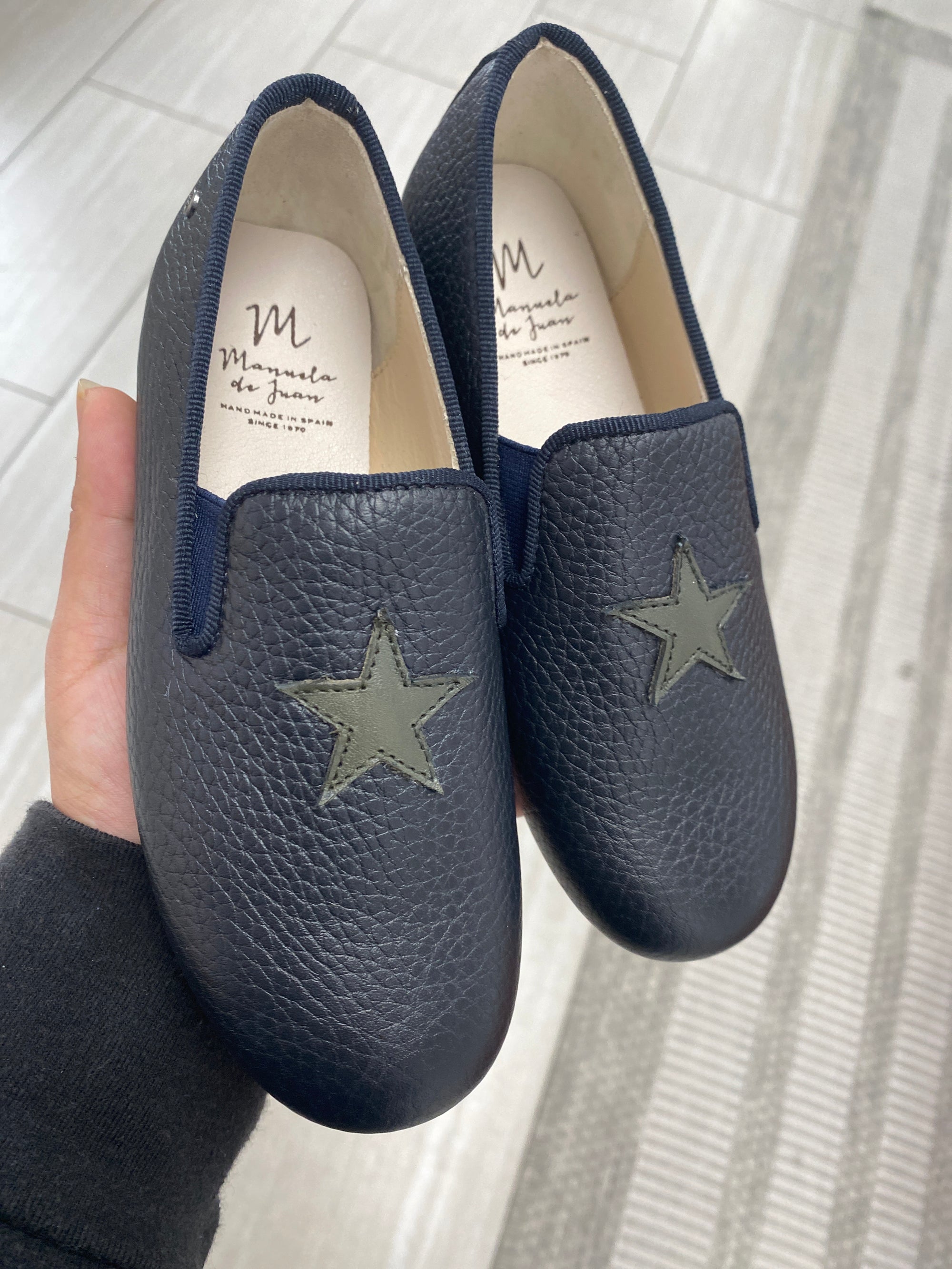 Manuela Navy Star Smoking Loafer-Tassel Children Shoes