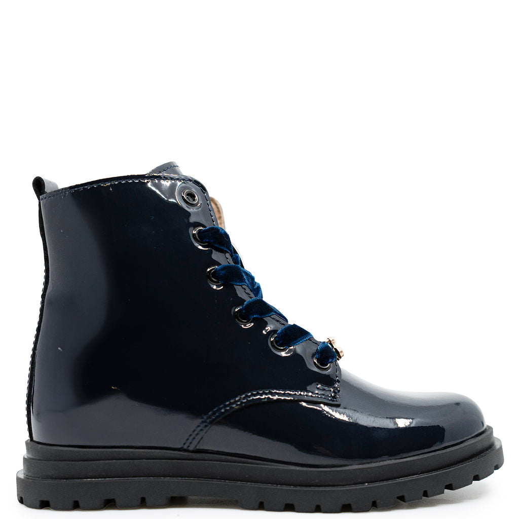 Porte Navy Patent Cherry Boot-Tassel Children Shoes