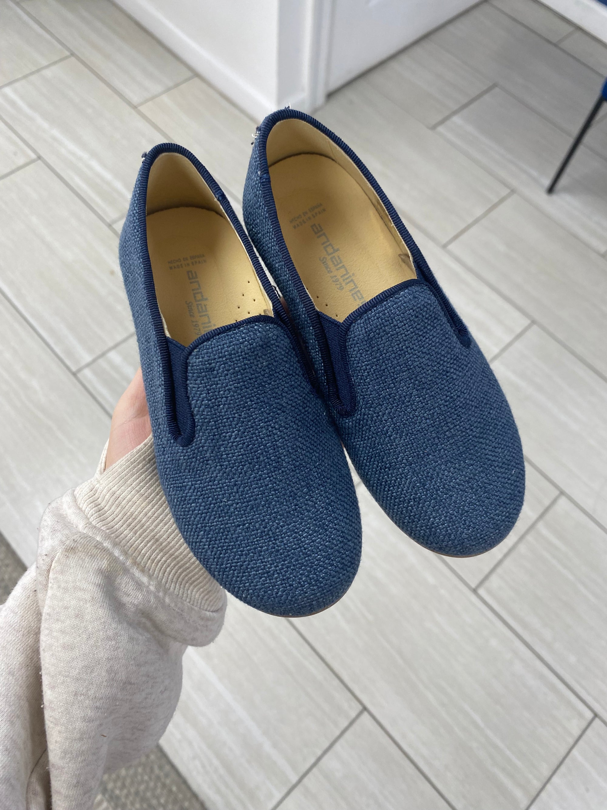 Andanines Jean Canvas Smoking Loafer-Tassel Children Shoes