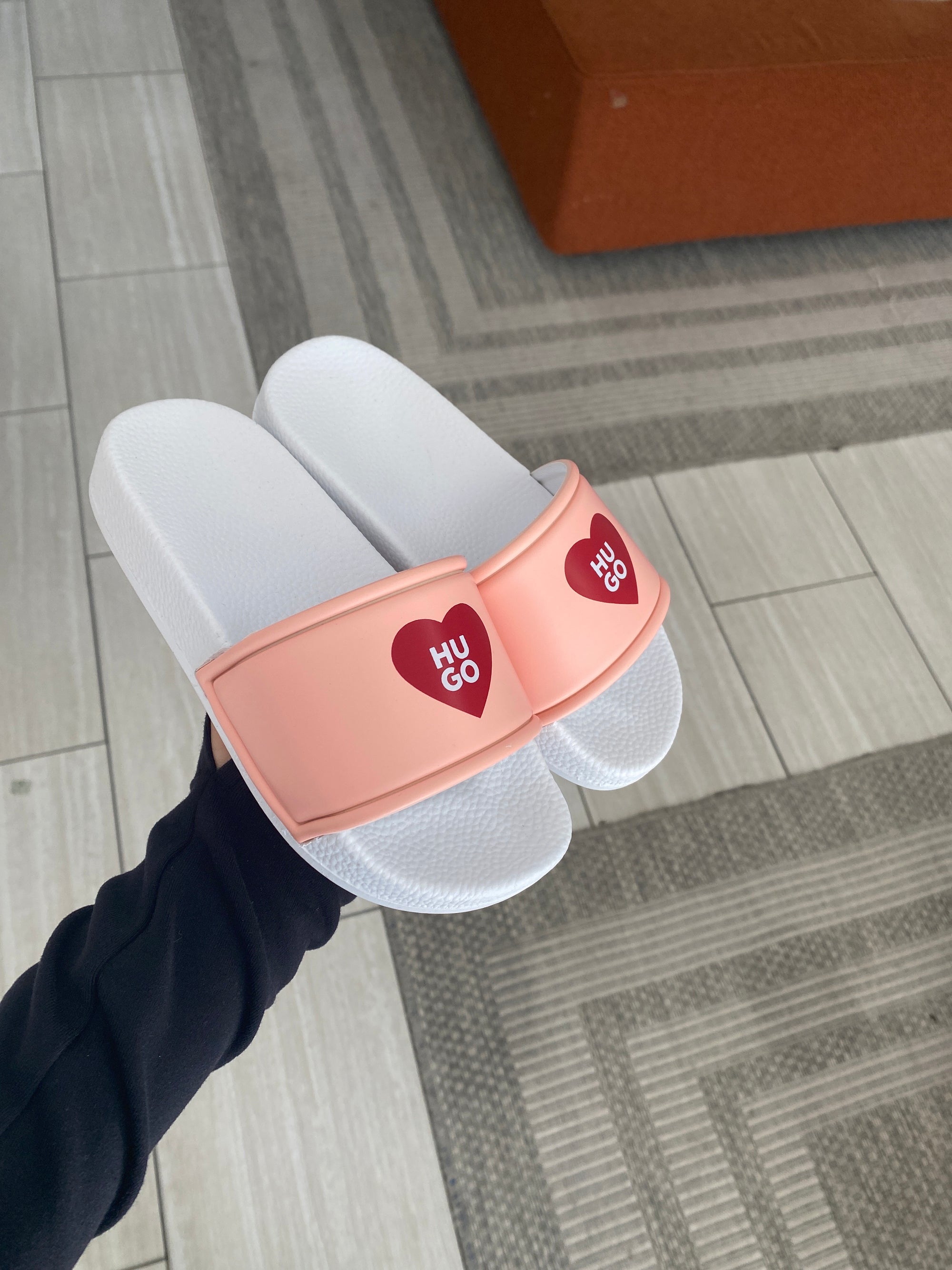 Hugo Boss Pale Pink Heart Slide-Tassel Children Shoes
