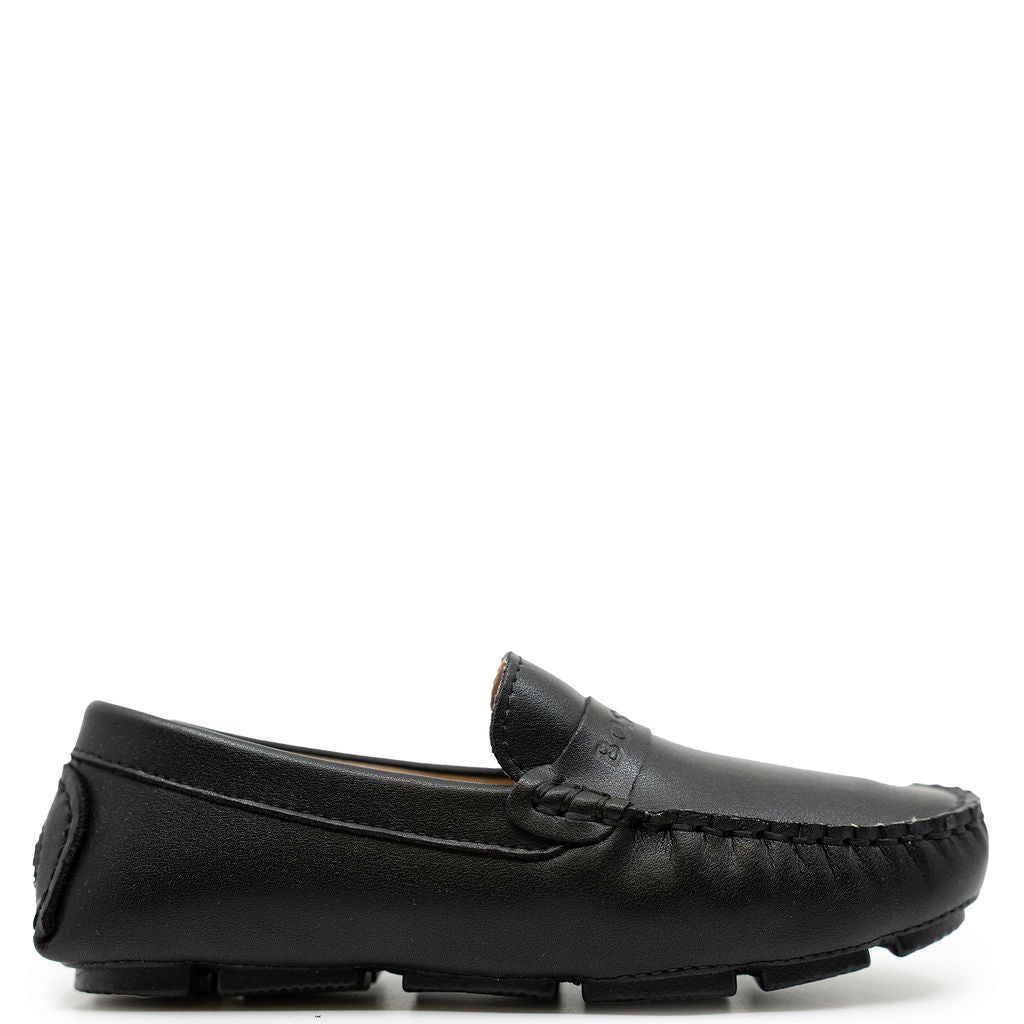 Hugo Boss Black Leather Logo Loafer-Tassel Children Shoes