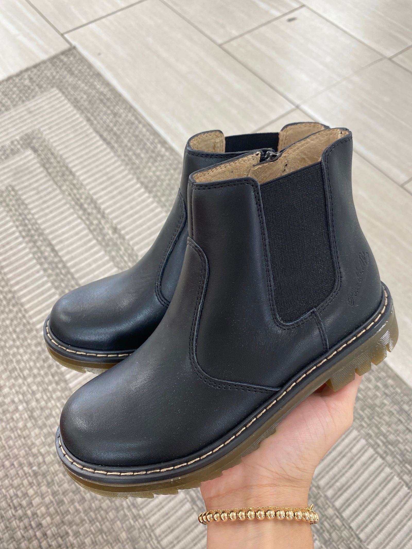 Pom D'Api Black Leather Boot-Tassel Children Shoes