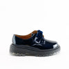 Papanatas Navy Patent Bow Chunky Loafer-Tassel Children Shoes