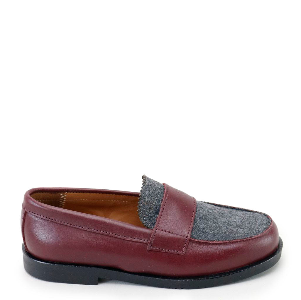 Papanatas Burdeos and Grey Wool Loafer-Tassel Children Shoes