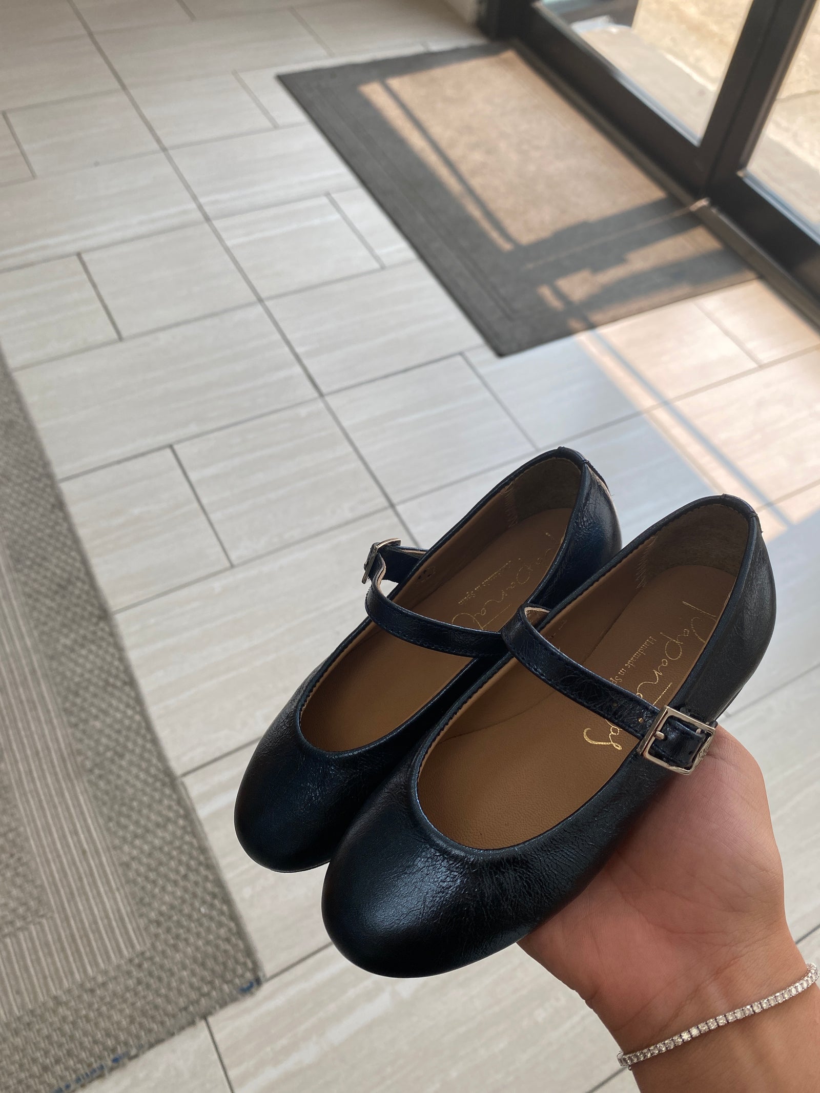 Papanatas Metalic Blue Buckle Mary Jane-Tassel Children Shoes