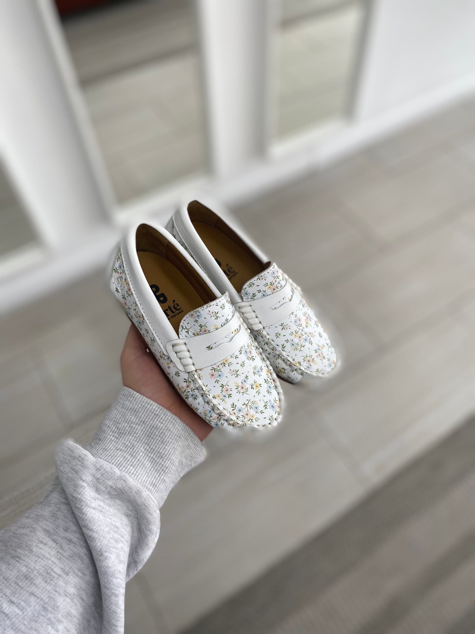 Porte White Floral Penny Loafer-Tassel Children Shoes